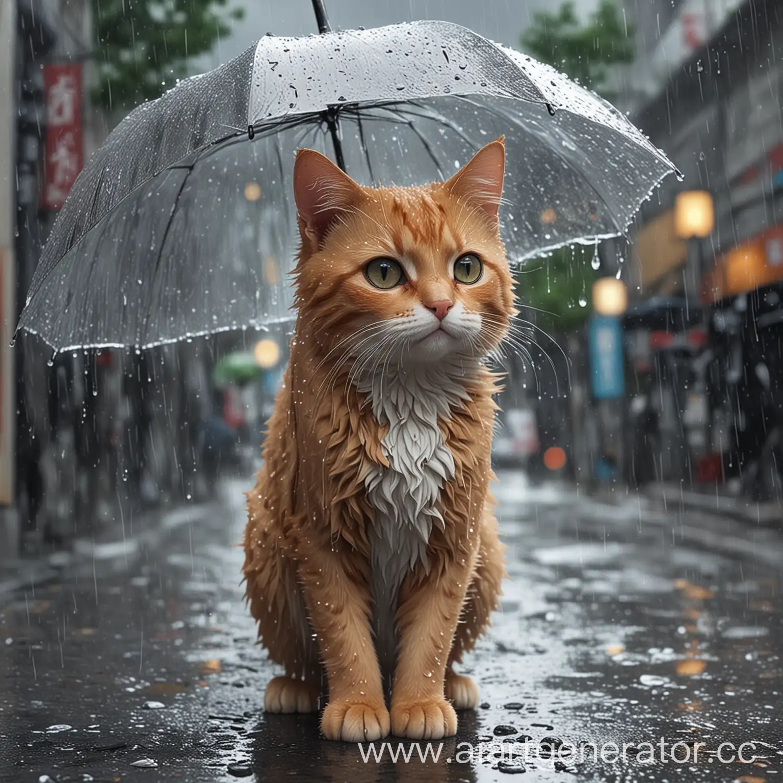 Anime-Style-Cat-Caught-in-the-Rain