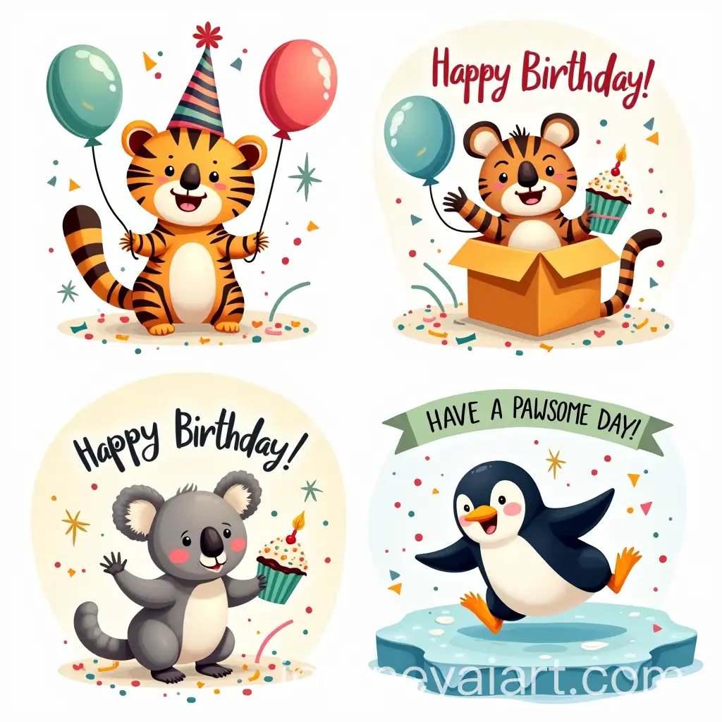 Whimsical-Birthday-Animals-with-Balloons-Gifts-and-Confetti