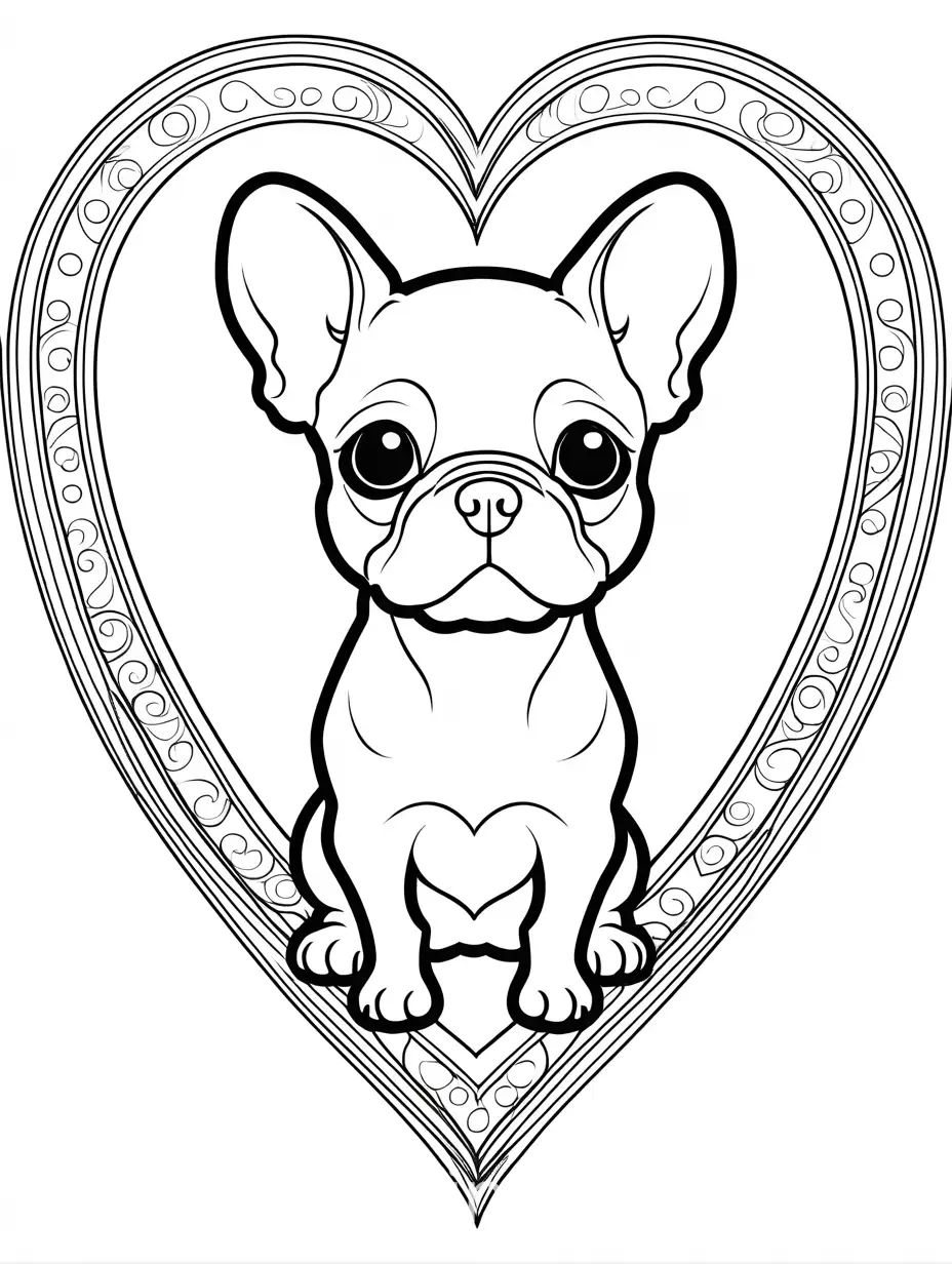 Adorable-French-Bulldog-Encased-in-a-Heart-for-Kids-Coloring