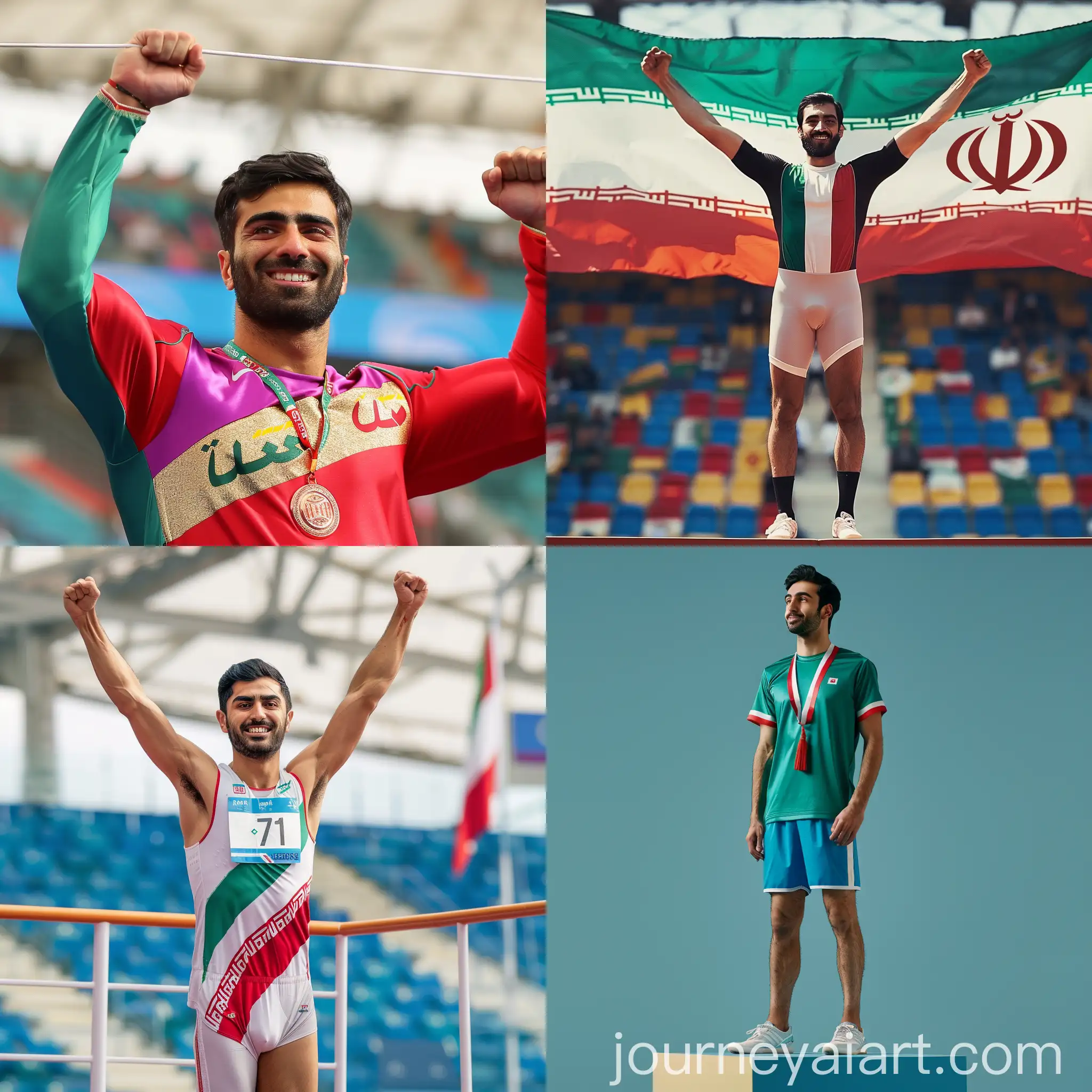 Iranian-Athlete-Celebrating-Victory-on-Championship-Podium