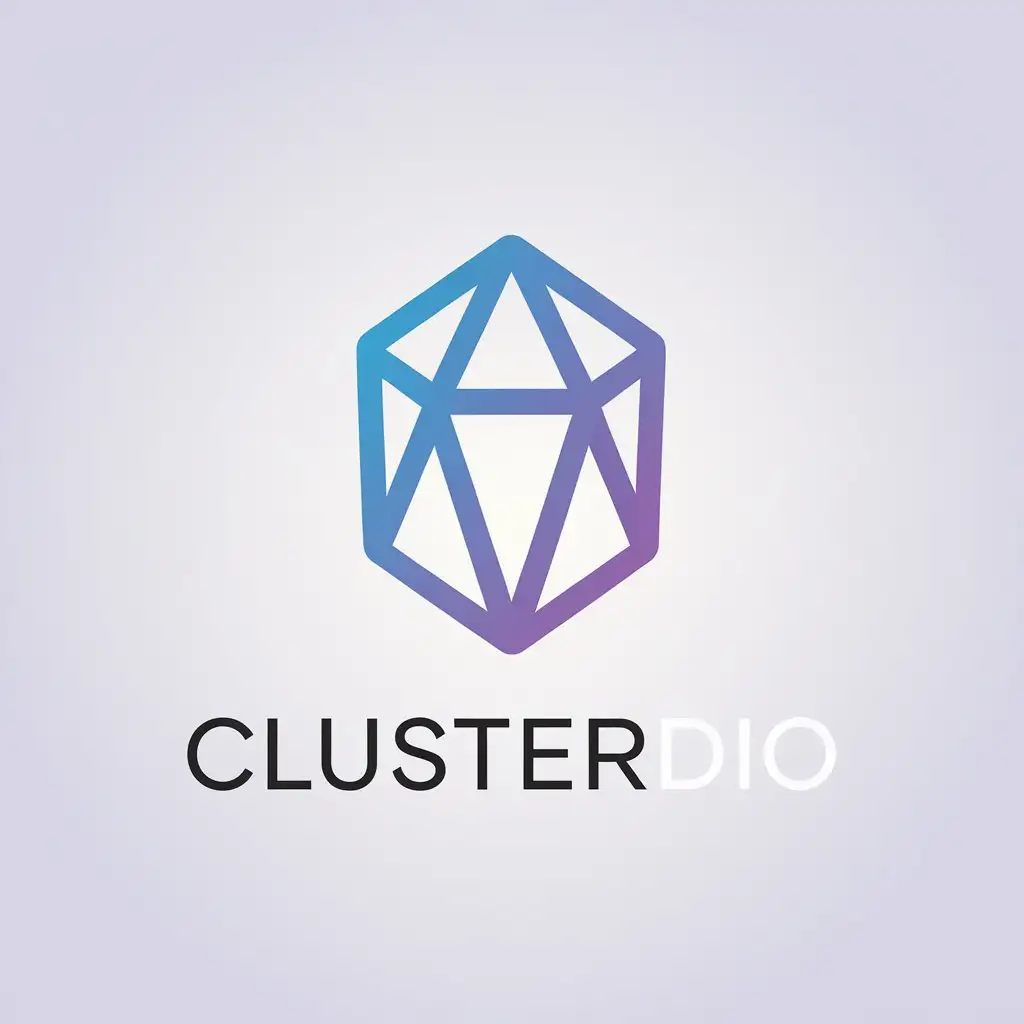 a vector logo design,with the text "ClusterDio", main symbol:Imagining a single crystal company,Minimalistic,be used in Technology industry,clear background