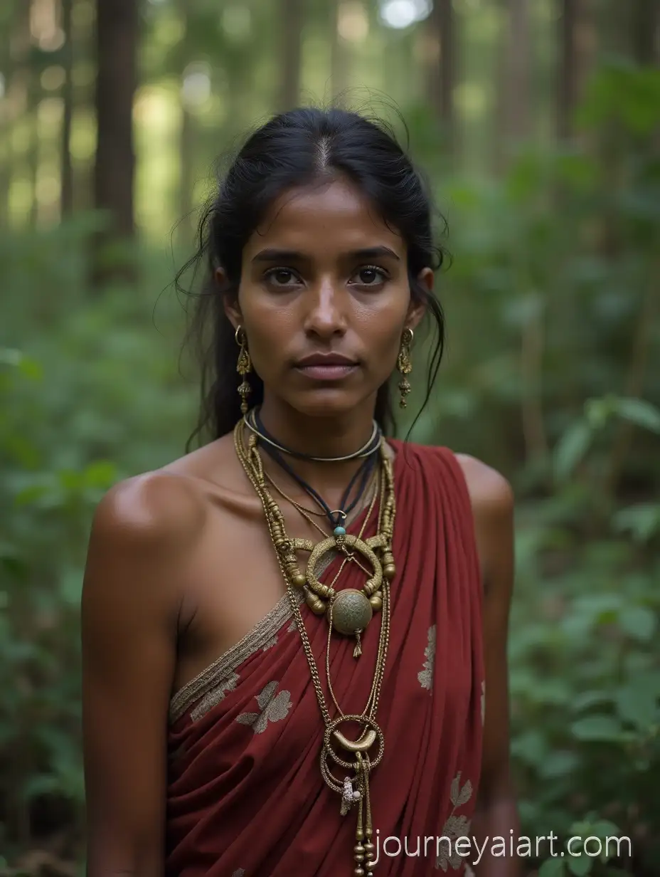 Young-Woman-in-Tribal-Clothing-in-a-Forest-Setting