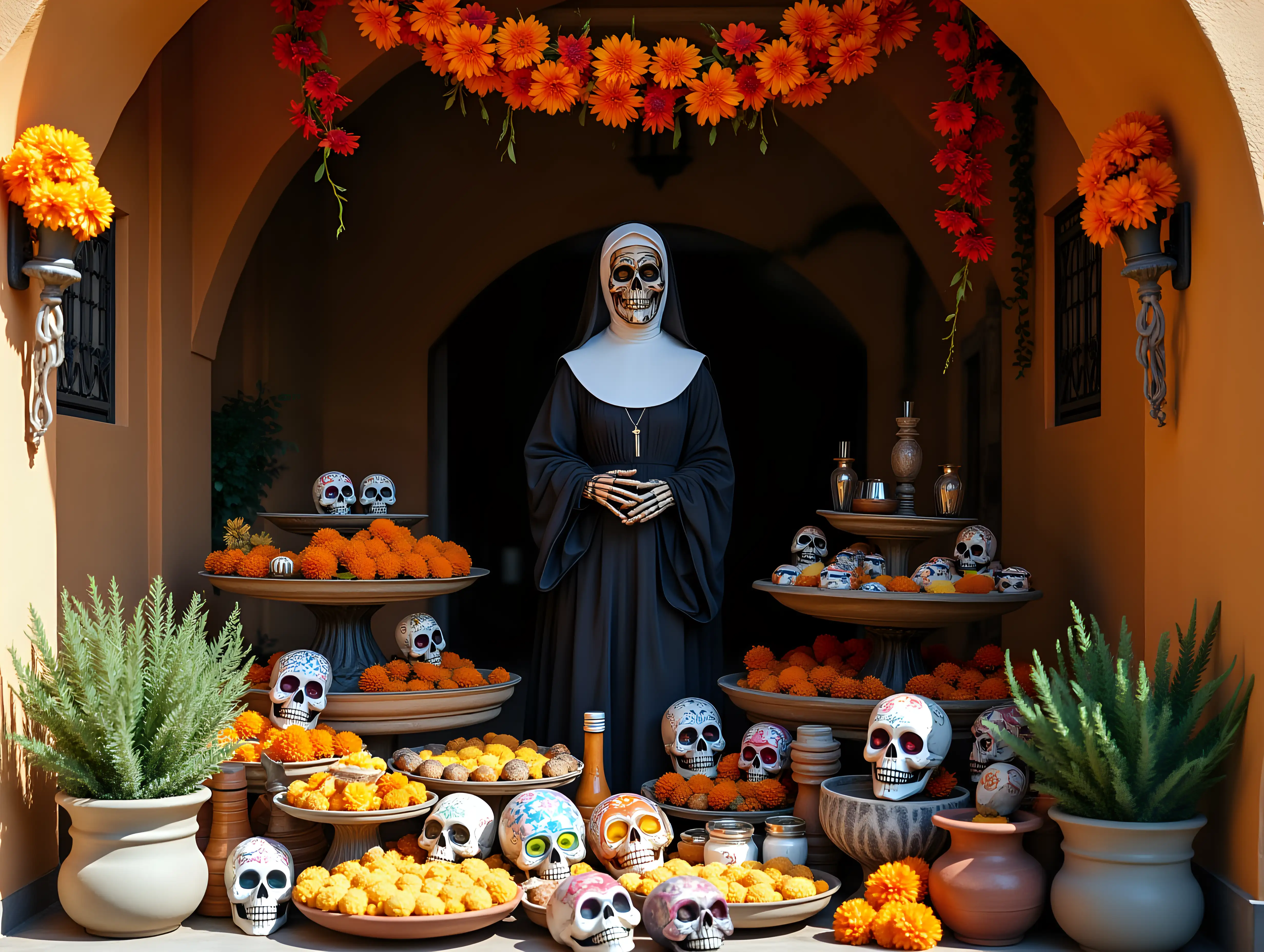 Vibrant-Ofrenda-for-Da-de-los-Muertos-Featuring-Santa-Muerte