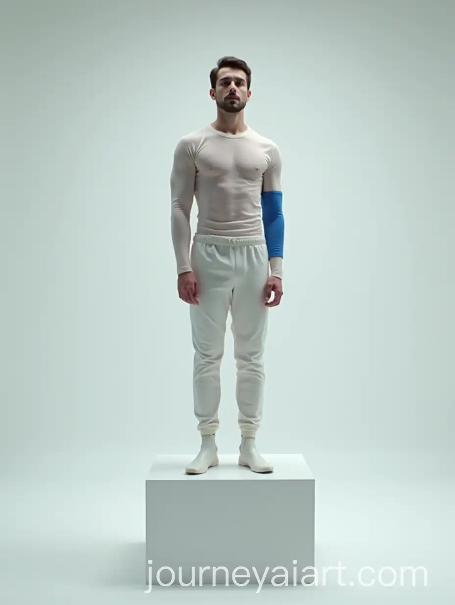 Male-Actor-in-Stylized-Futuristic-Setting-with-Elevated-Platform-and-Blue-Armband