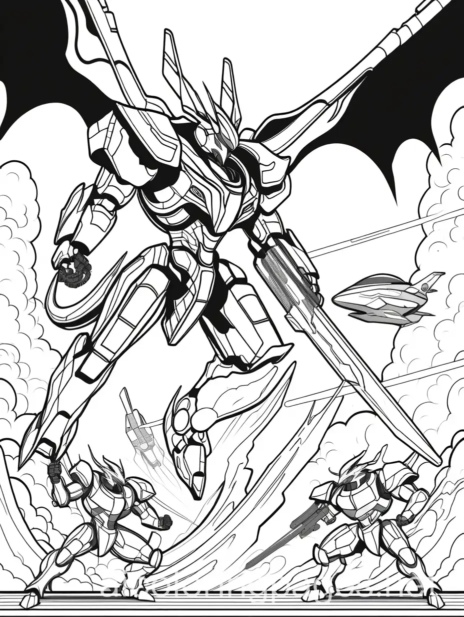 Futuristic-Robot-Battling-Dragon-Spike-Monster-with-Spaceships-Background