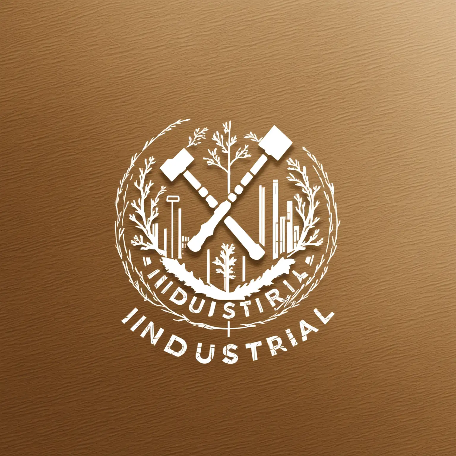 Minimalist-Logo-for-Industrial-City-Featuring-Oak-Branch-and-Intersected-Hammers