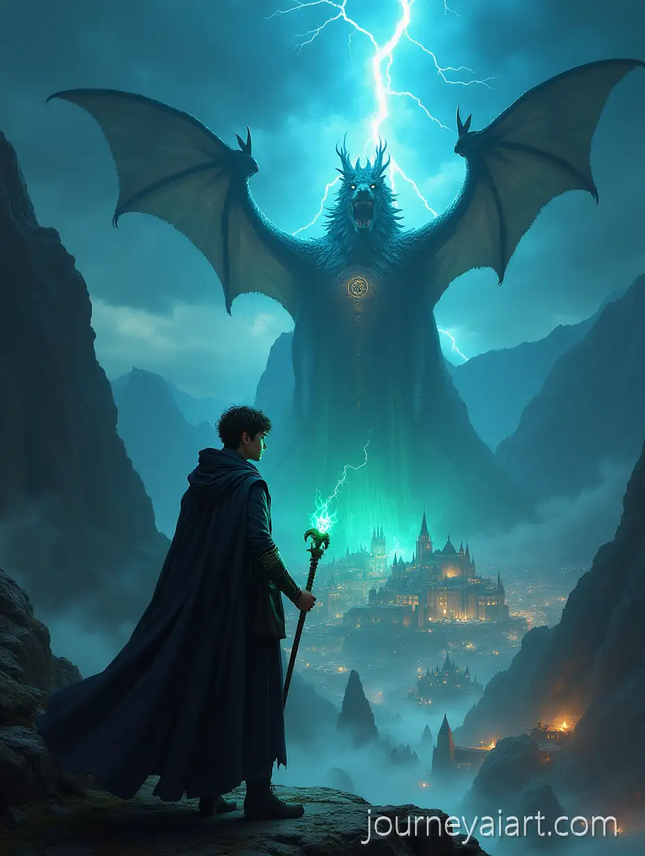 Epic-Fantasy-Book-Cover-with-MagEpic-fantasy-book-coverician-and-Thunderous-Dragons-Over-Ancient-Mountain-City