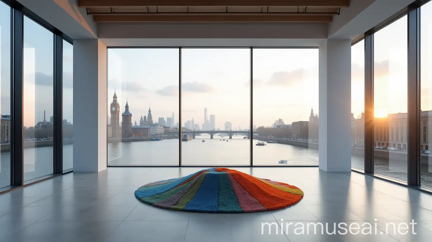 Contemporary Gallery Overlooking the Thames with DawnInspired Art Object