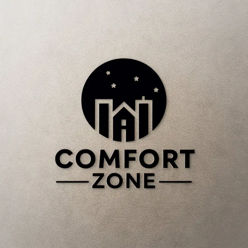 a vector logo design,with the text "Comfort zone", main symbol:Night city,Moderate,be used in Real Estate industry,clear background