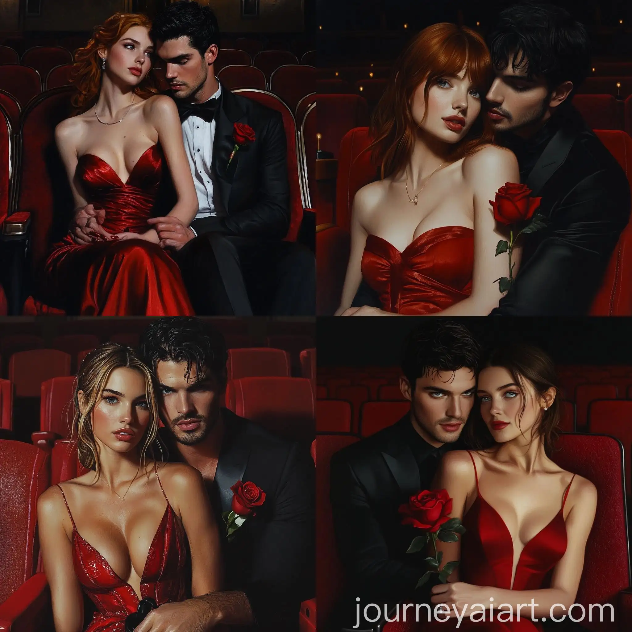 Romantic-Couple-in-Theater-Scene-Holding-Rose