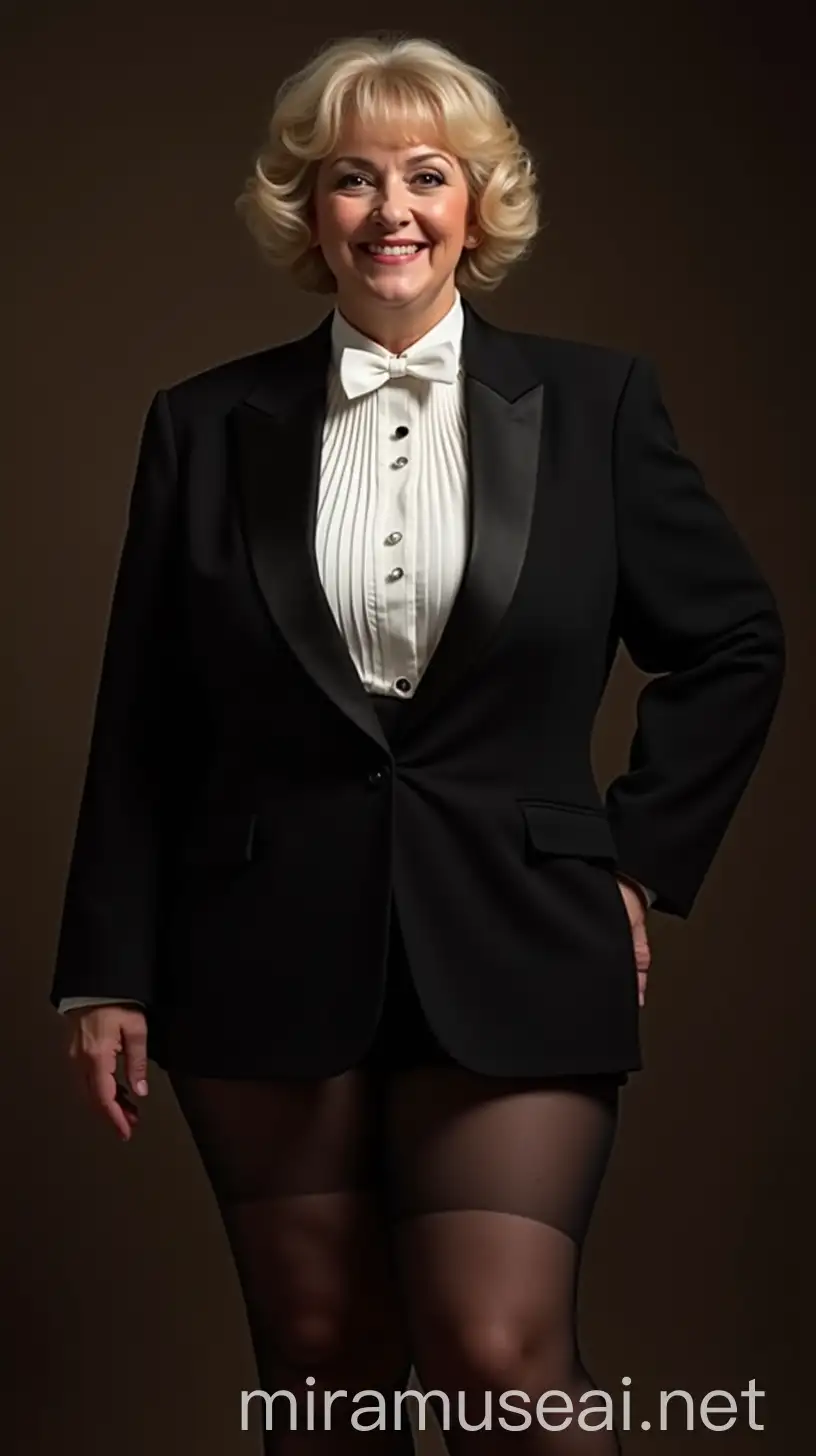 Elegant MiddleAged Woman in Formal Orchestra Tuxedo