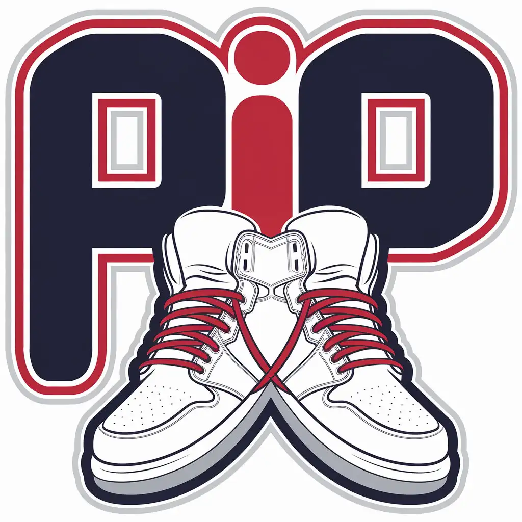 a vector logo design,with the text "PiP", main symbol:sneakers,Moderate,clear background