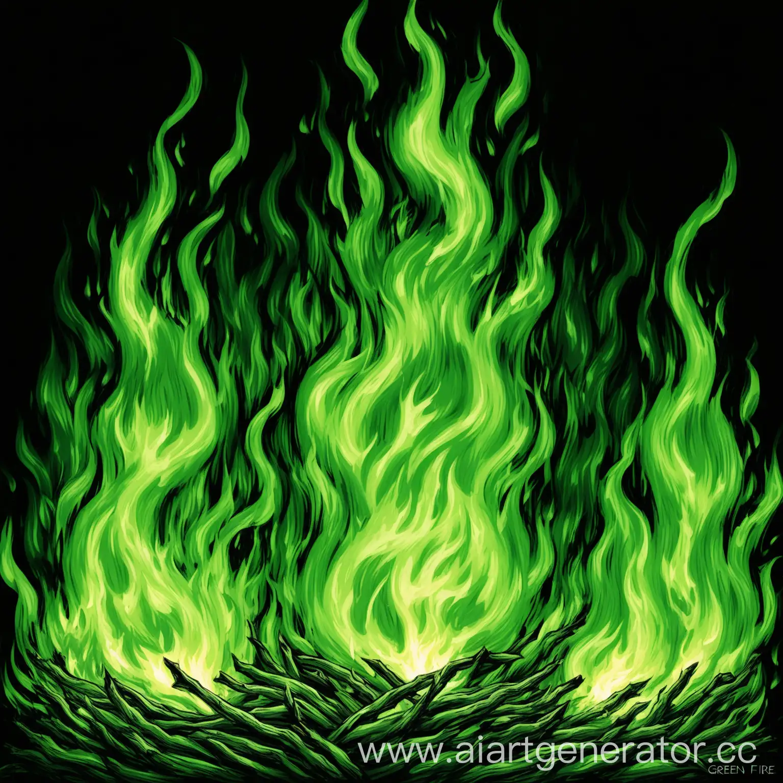 Vivid-Green-Fire-Abstract-Artwork