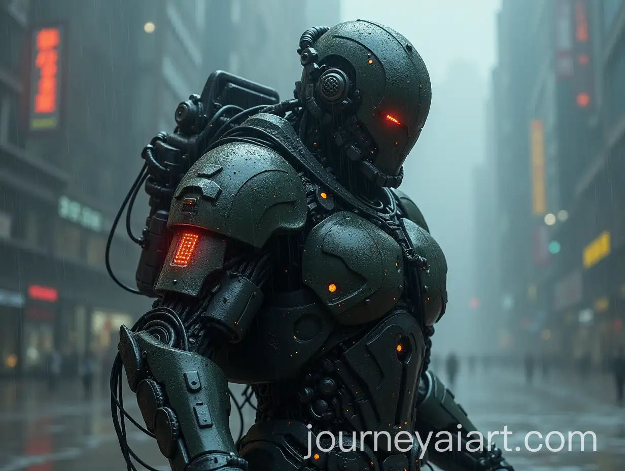 Cybernetic-Warrior-in-a-Heavy-Rainstorm
