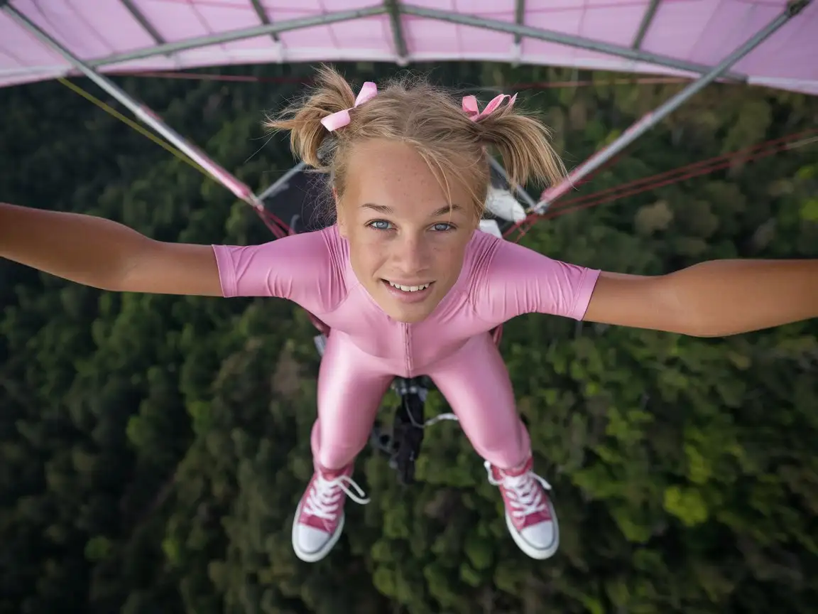 Joyful-Young-Boy-in-a-Pink-Flying-Suit-Gliding-Through-the-Sky