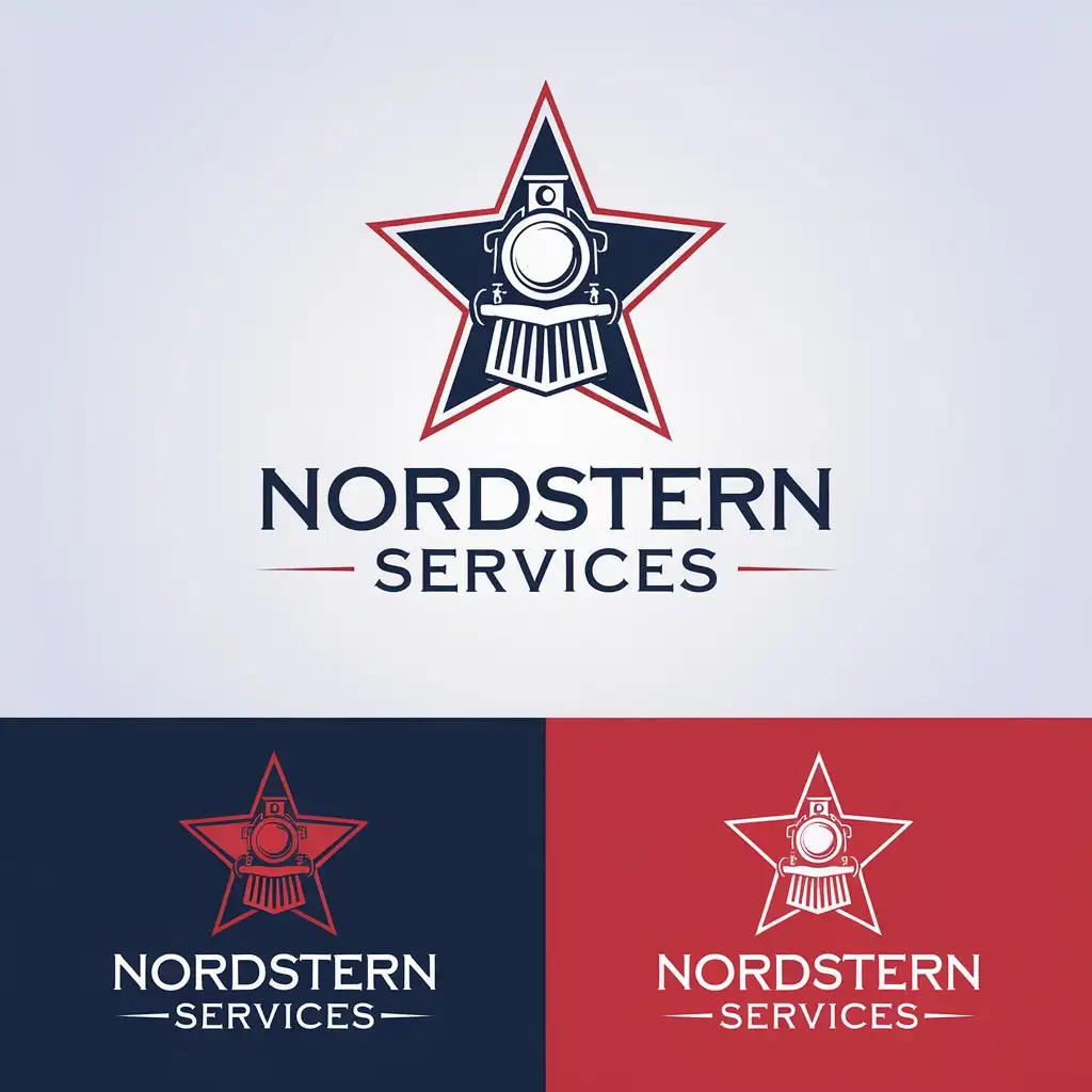 LOGO Design for Nordstern Services Red NavyBlue Railway Engine Fitted in FiveCorner Star