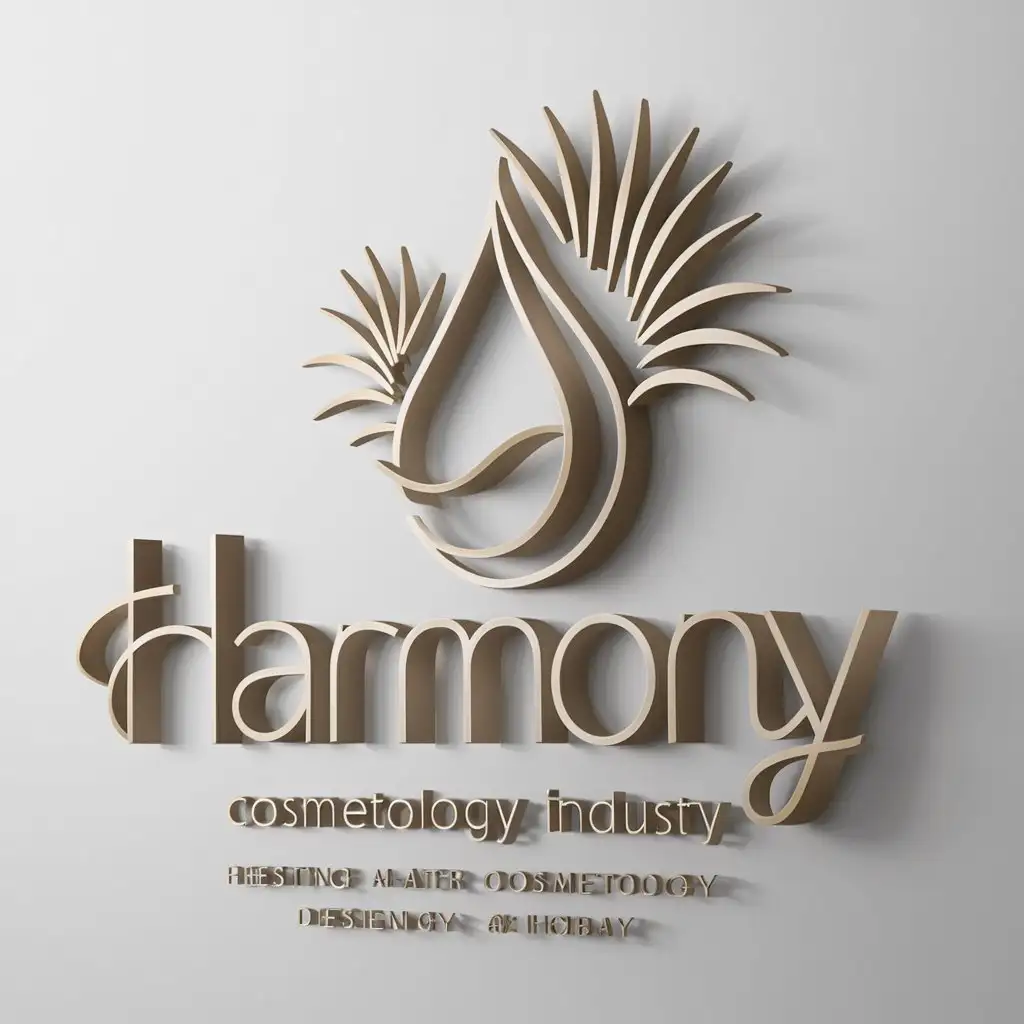 a logo design,with the text "Harmony ", main symbol:Water, sprout, palms,Moderate,be used in Cosmetology industry,clear background