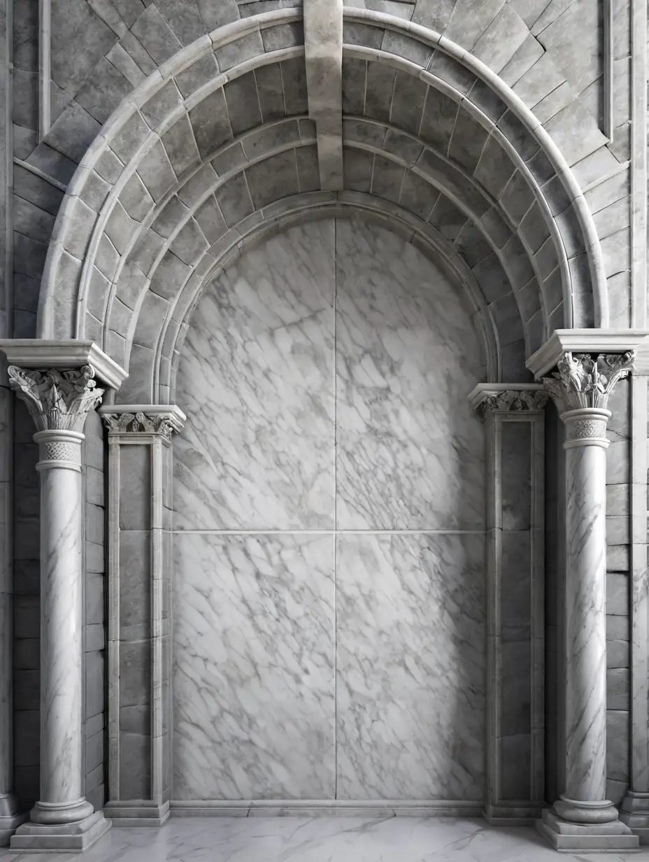 Highly Detailed Digital Stone Arch Background in Grey and White Marble