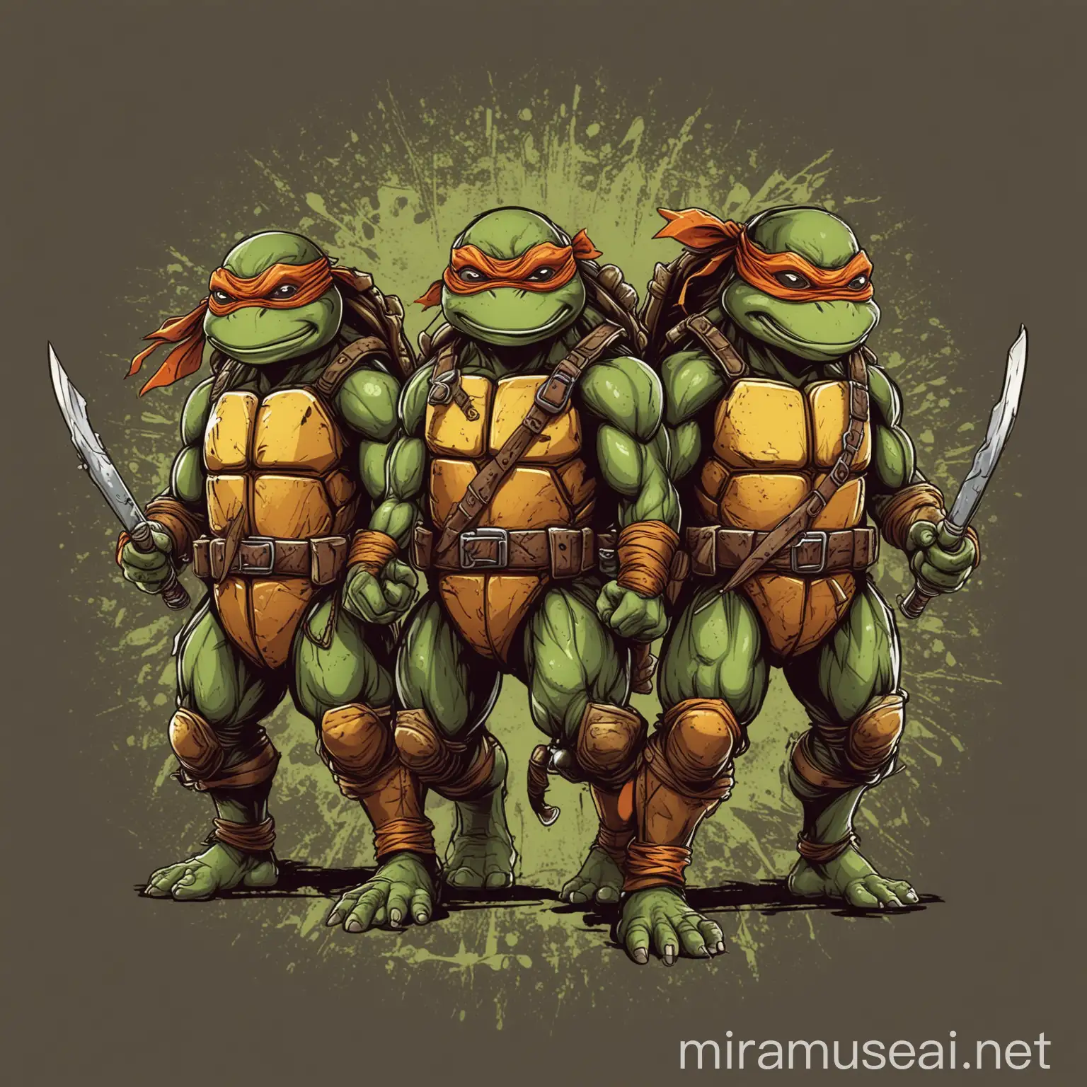 Four Teenage Mutant Ninja Turtles TShirt Design Vector