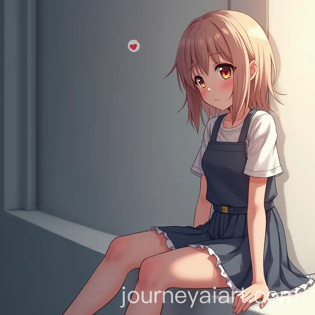 Sad-Anime-Girl-Sitting-on-Wall