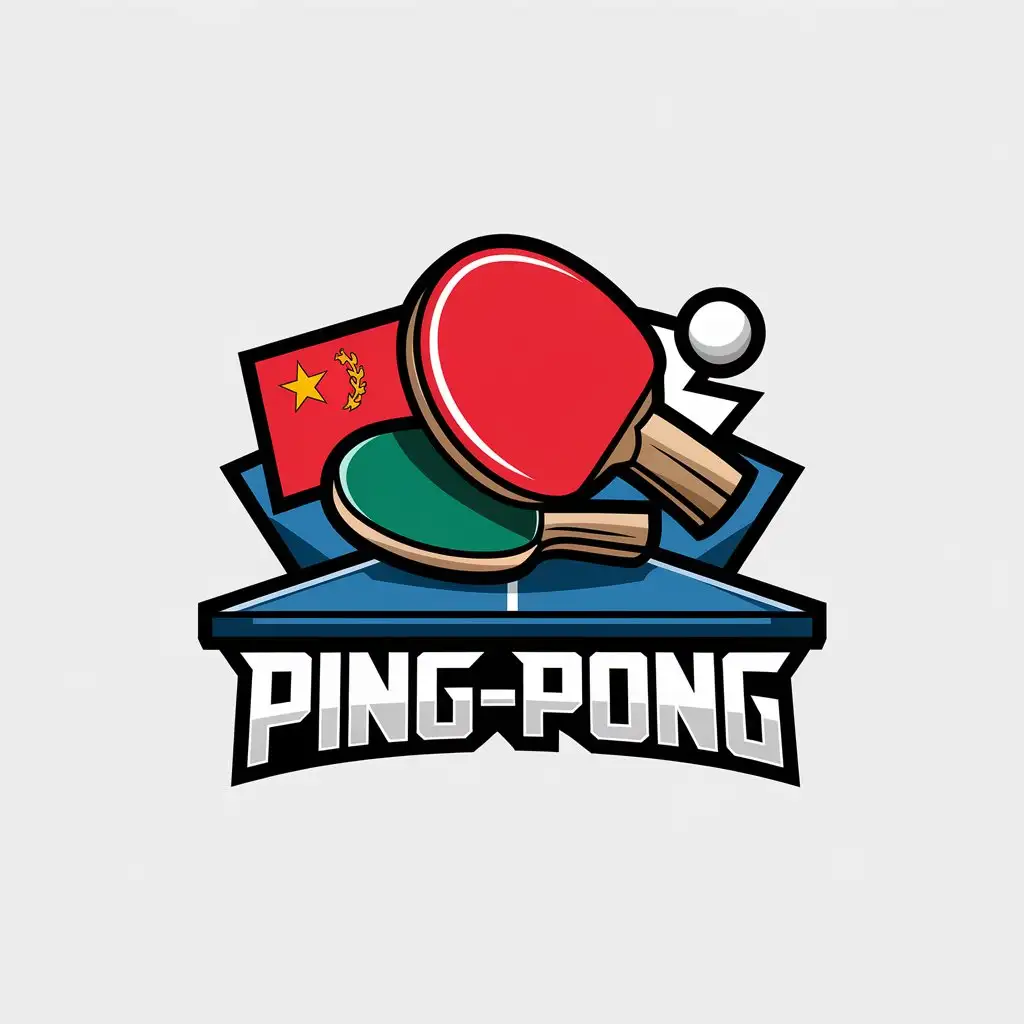 LOGO-Design-for-PingPong-Fun-Red-Green-Paddles-with-Table-and-Chinese-Flag-for-Entertainment-Industry