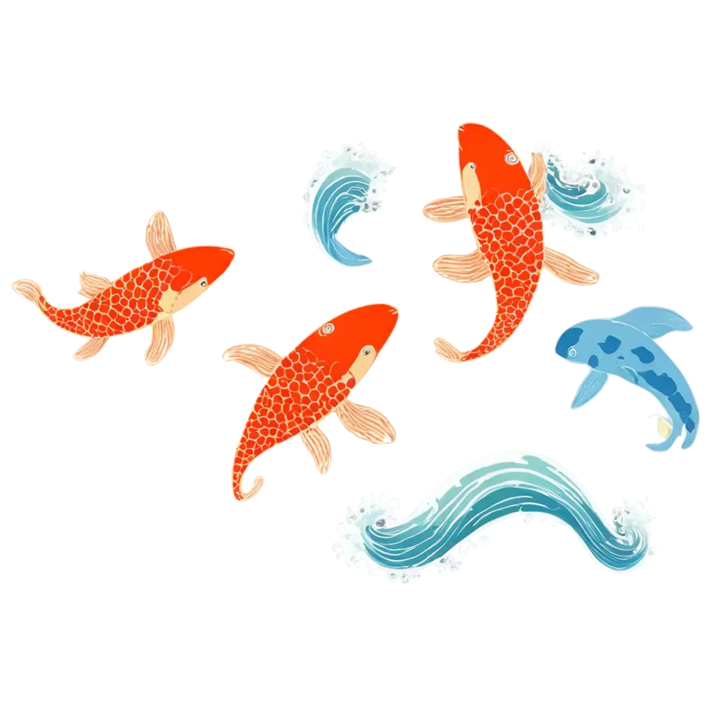 Whimsical-Japanese-Sea-Creatures-with-Surfing-Scene-PNG-Playful-Design-Featuring-Koi-and-Dragons