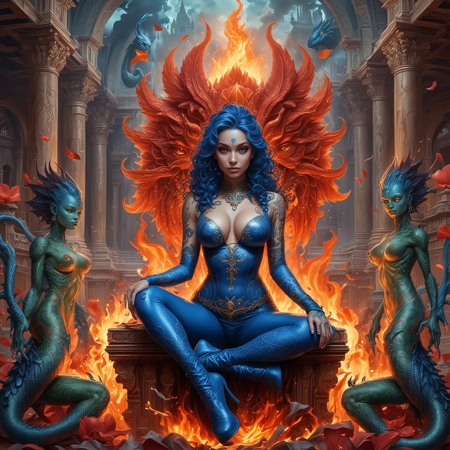 Adolescent Alien Goddesses in Fiery Enchantment