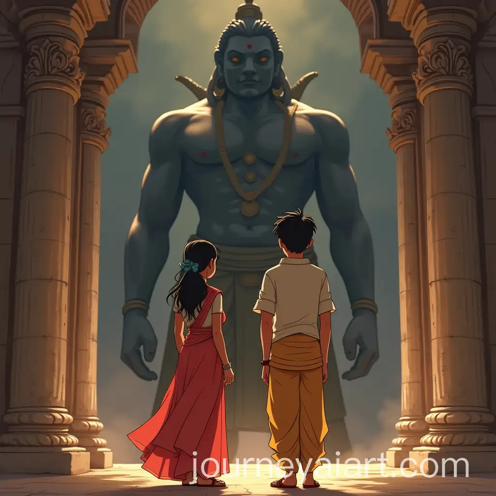 Young-Couple-Praying-in-Front-of-Lord-Hanuman-Idol-in-Tamil-Nadu-Temple