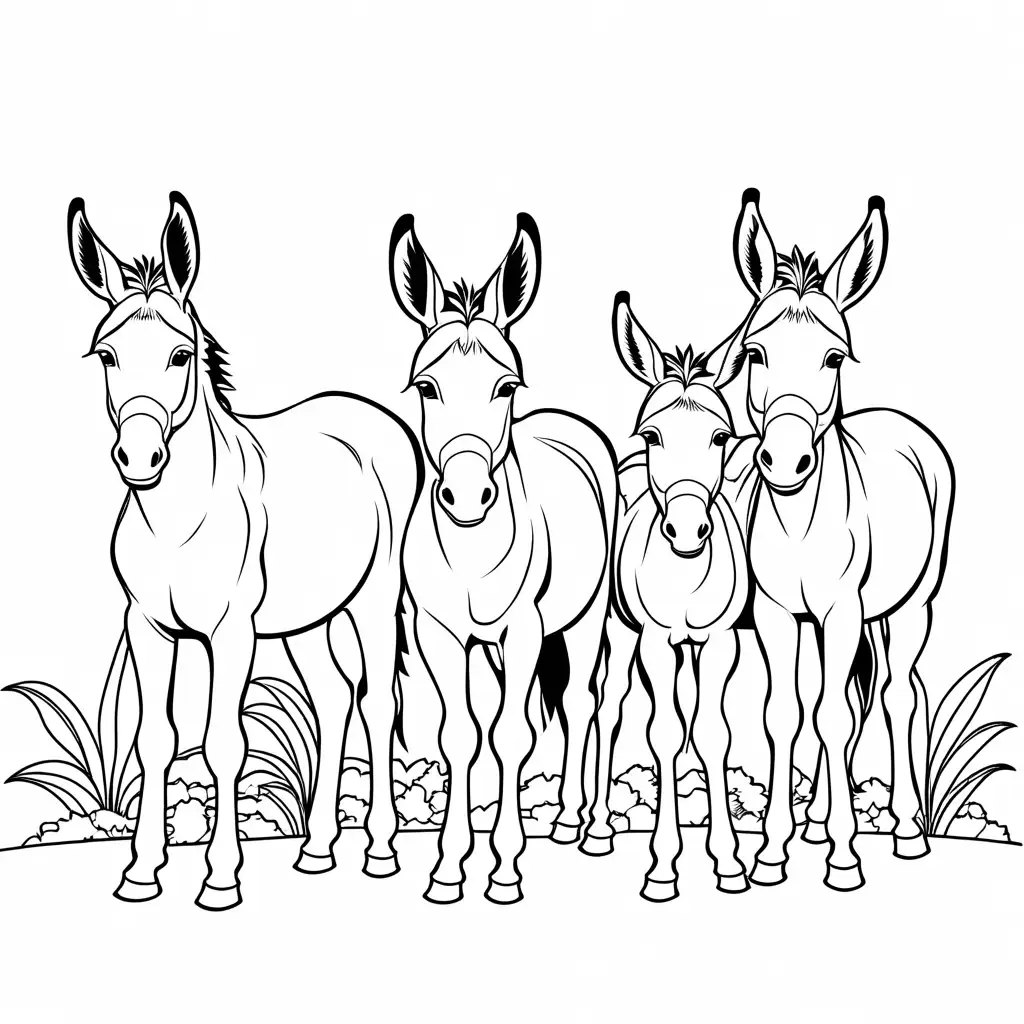 Coloring-Page-of-Donkeys-for-Children