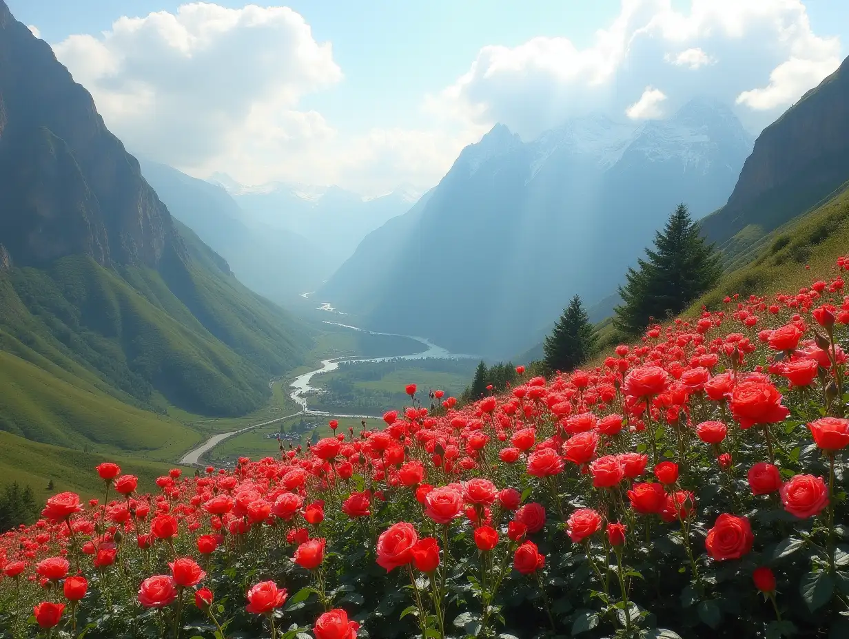 Mountain Garden Bursting with Roses