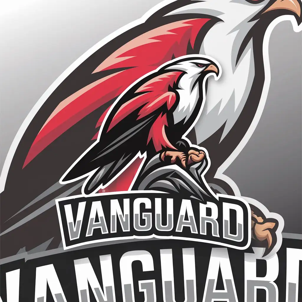 LOGO Design for Vanguard Red White and Black Eagle or Hawk Symbol for Construction Company