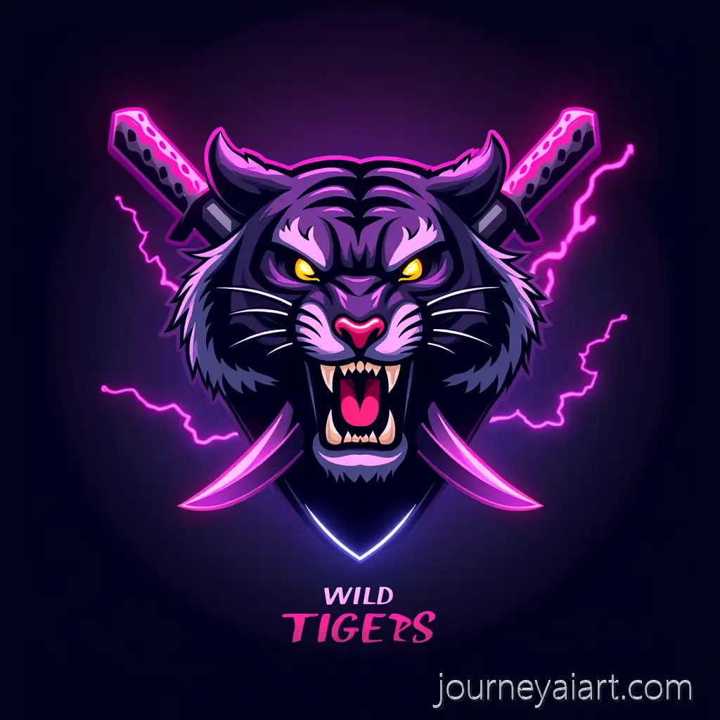 EsEsports-Wild-Tigers-logoports-Logo-for-Wild-Tigers-Featuring-Roaring-Tiger-Head-and-Neon-Accents