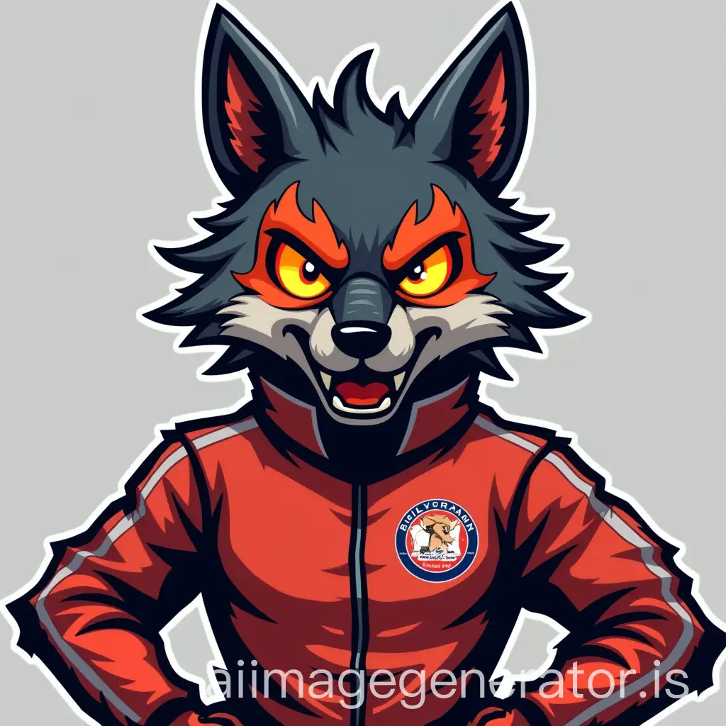 Mascot: Max the Road Wolf — a fierce, flame-eyed wolf in a racing suit, representing wild speed, loyalty, and dominance on the track.