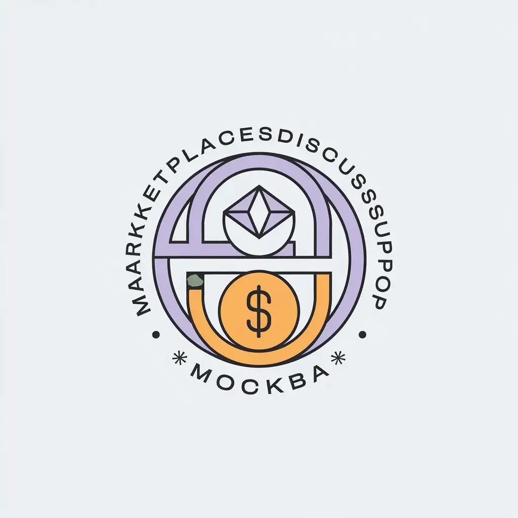 LOGO Design for MarketplacesDiscussSupport MOCKBA Minimalistic Vector with Etsy eBay and Dollar Marketplaces Symbols