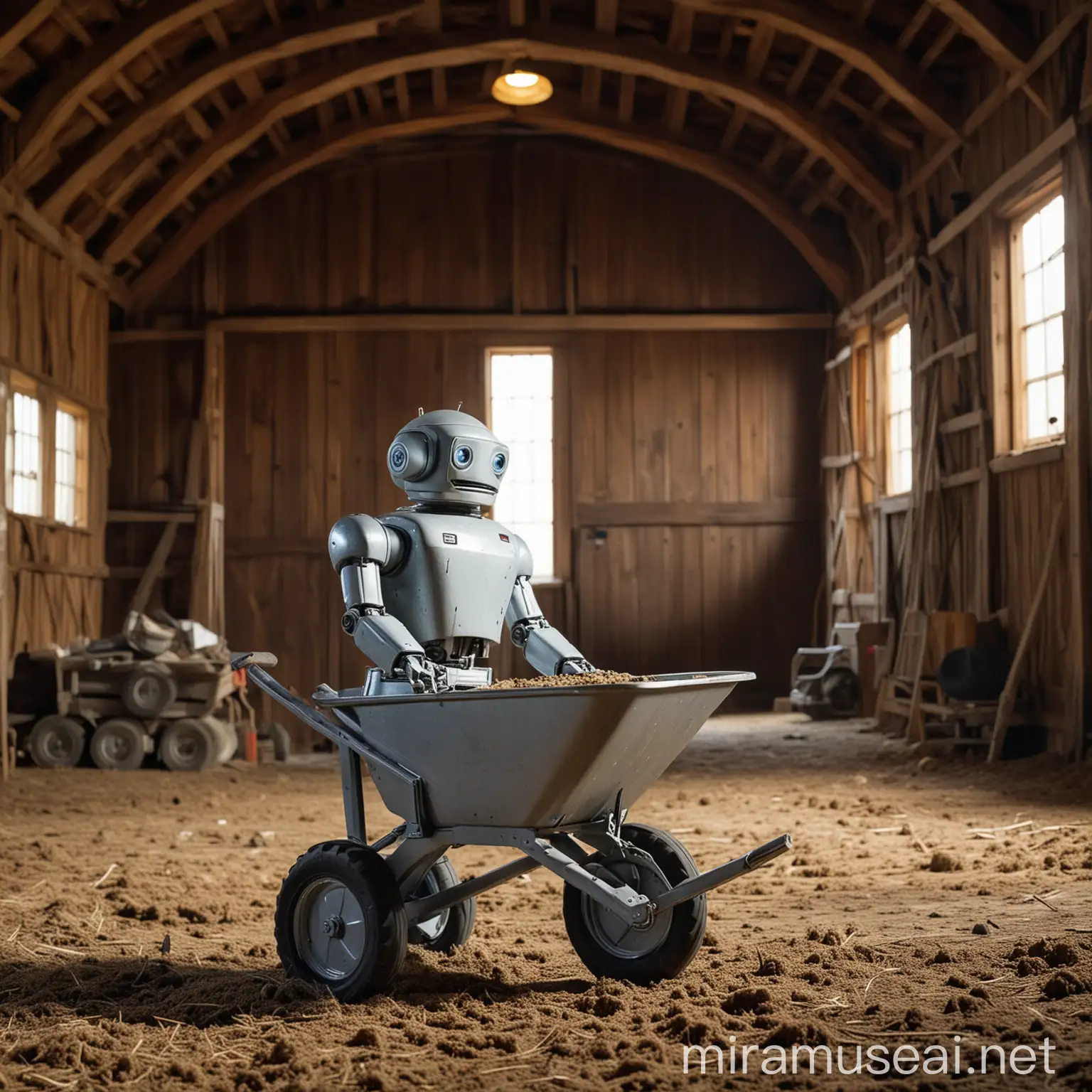 Android Robot Transporting Tools in Barn