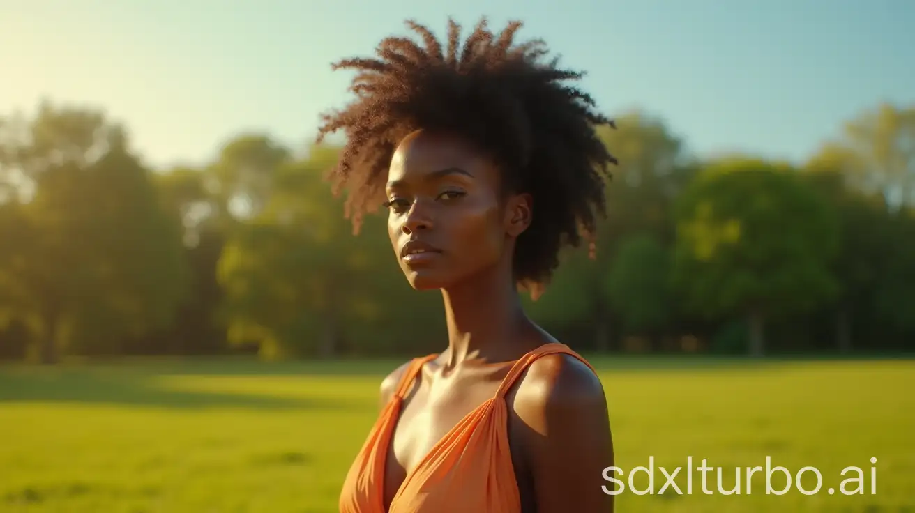 Radiant-Young-Woman-in-Ethereal-Dress-Walking-on-Lush-Green-Lawn