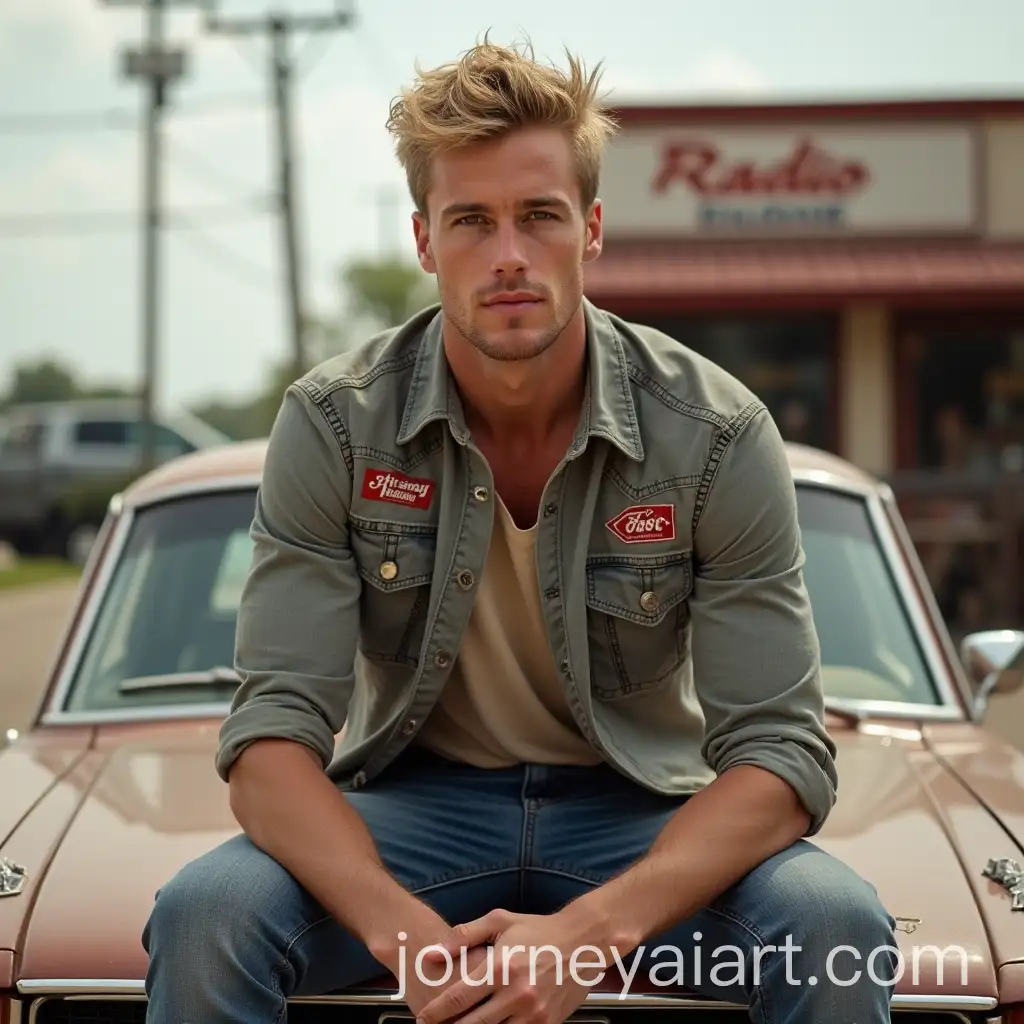AI-Art-Prompt-ExpansionHandsome-Country-Singer-on-Mustang-with-Radio-Station-Background