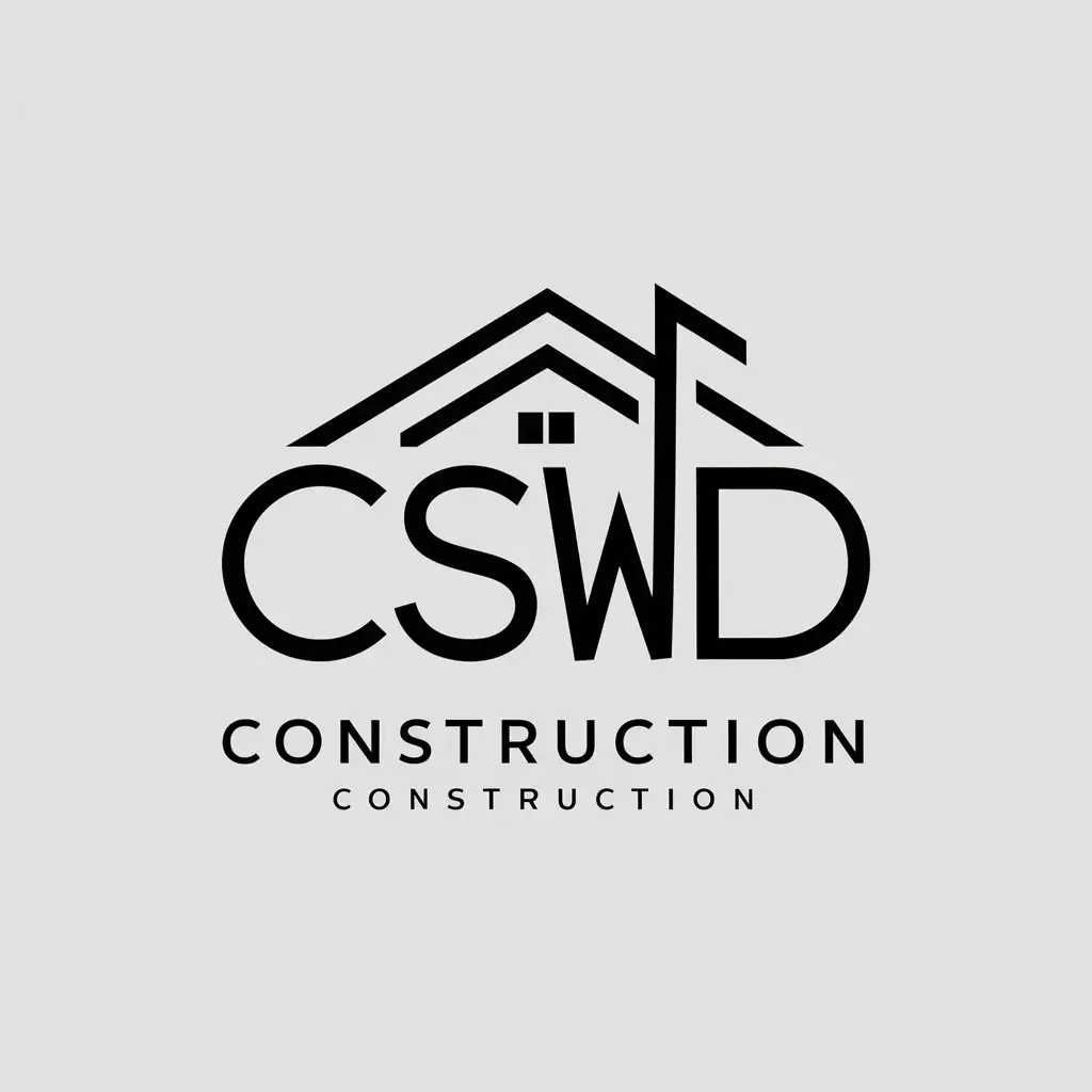 a vector logo design,with the text "Letters intertwined fusion, LOGO only has letters CSWD", main symbol:CSWD,Minimalistic,be used in Construction industry,clear background