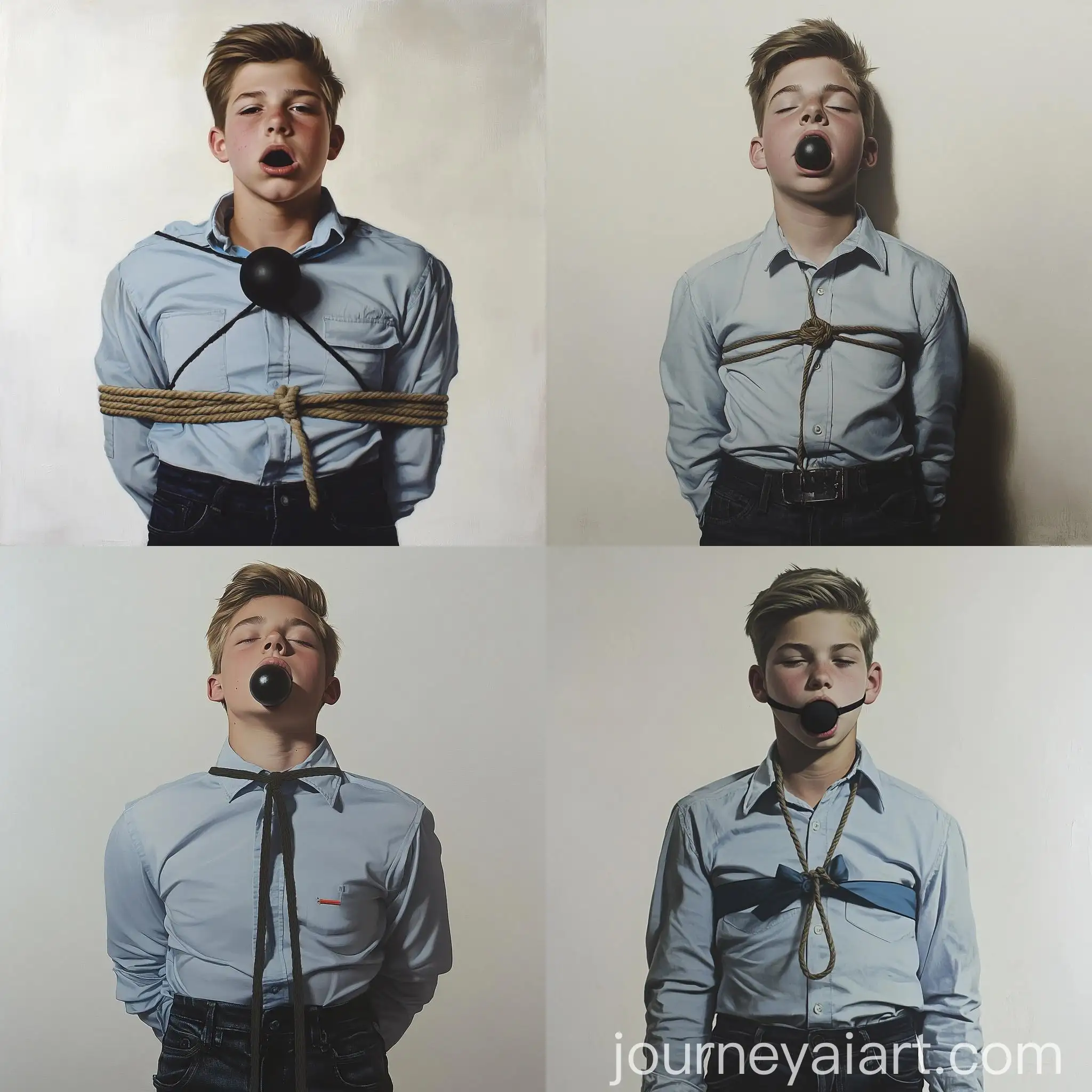 Teenage-Boy-Tied-Up-in-White-Shirt-and-Jeans
