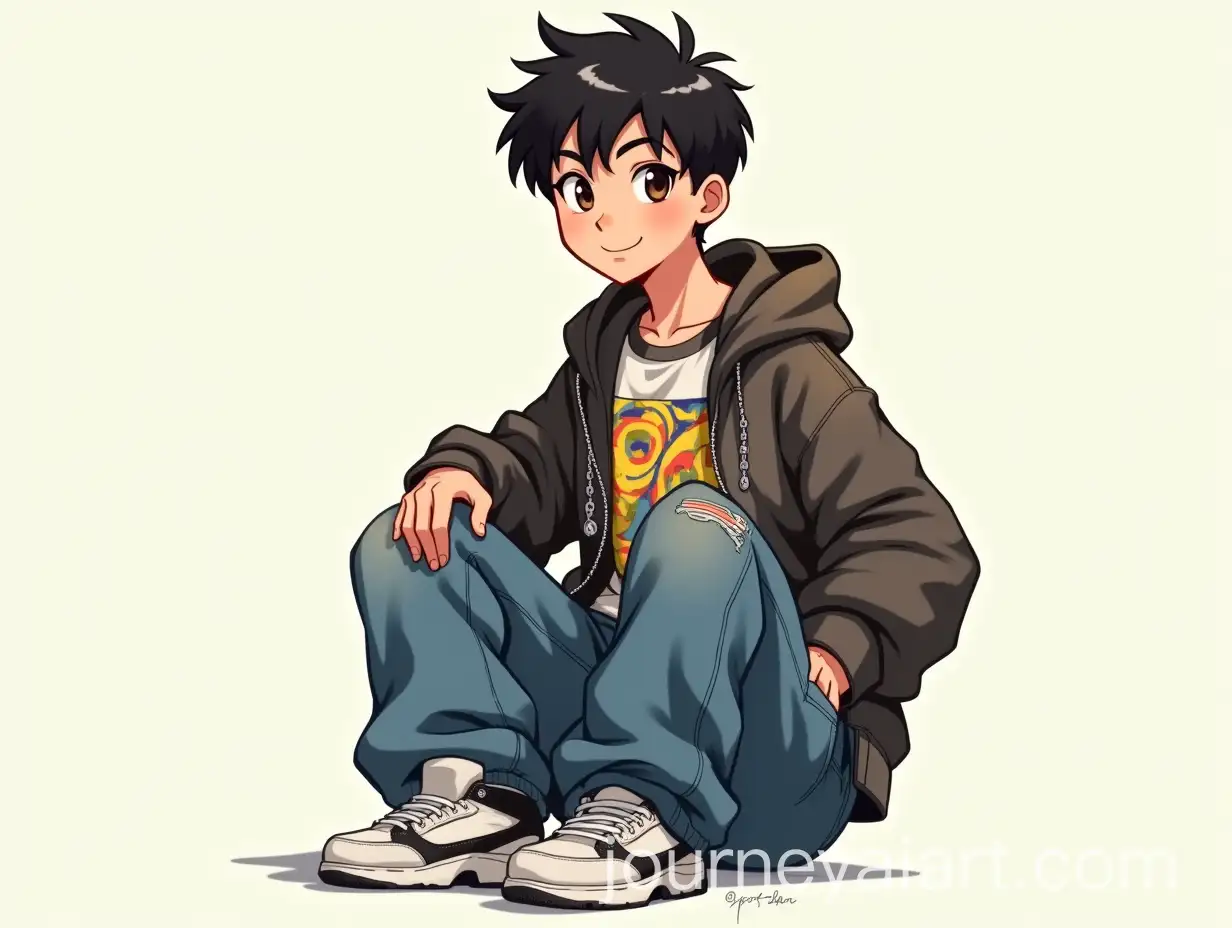 Teenage-Boy-in-Retro-Y2K-Streetwear-Sitting-in-Relaxed-Pose