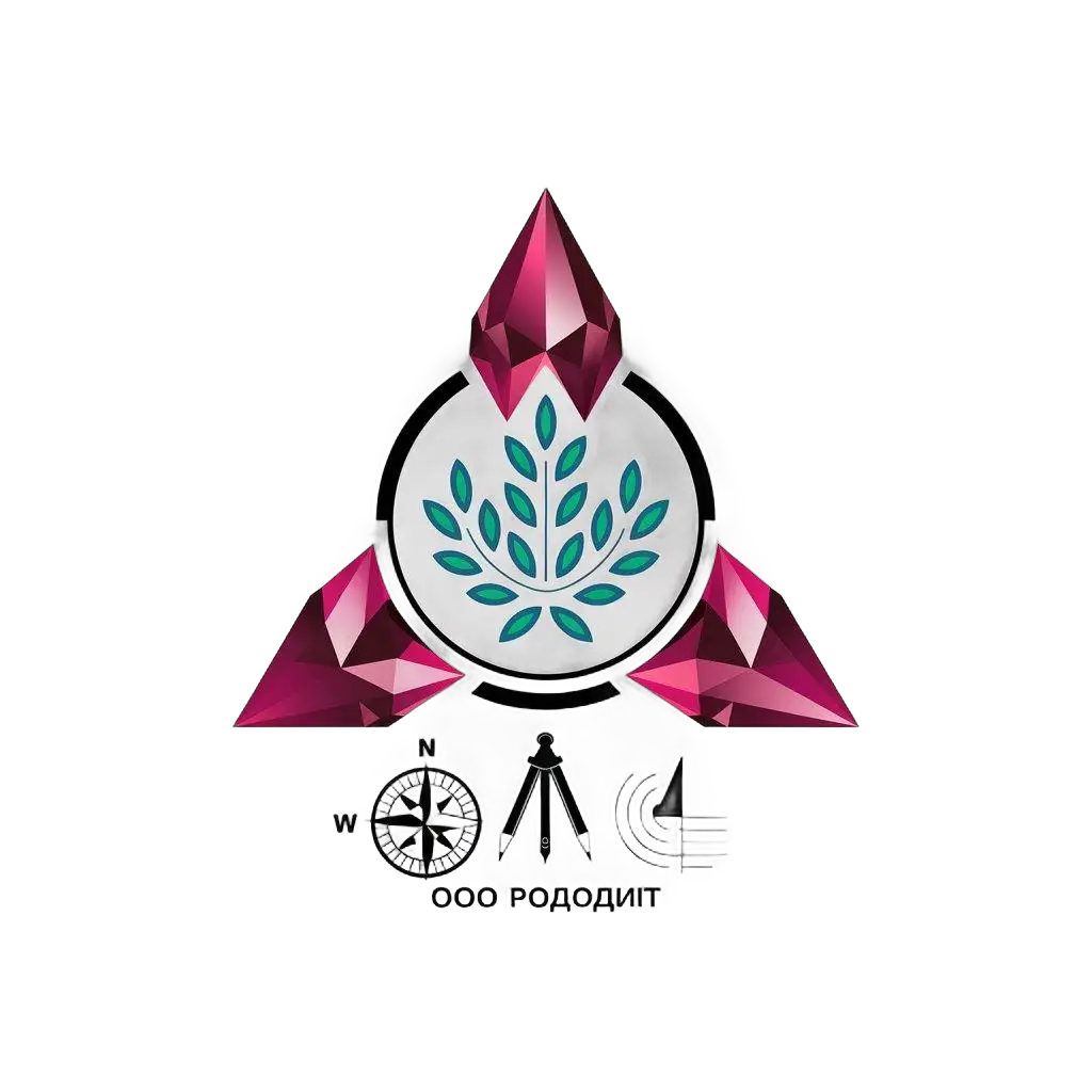 LOGO-Design-for-OOO-Podolit-Ruby-Triangle-with-Emerald-Branches-and-Tech-Symbols