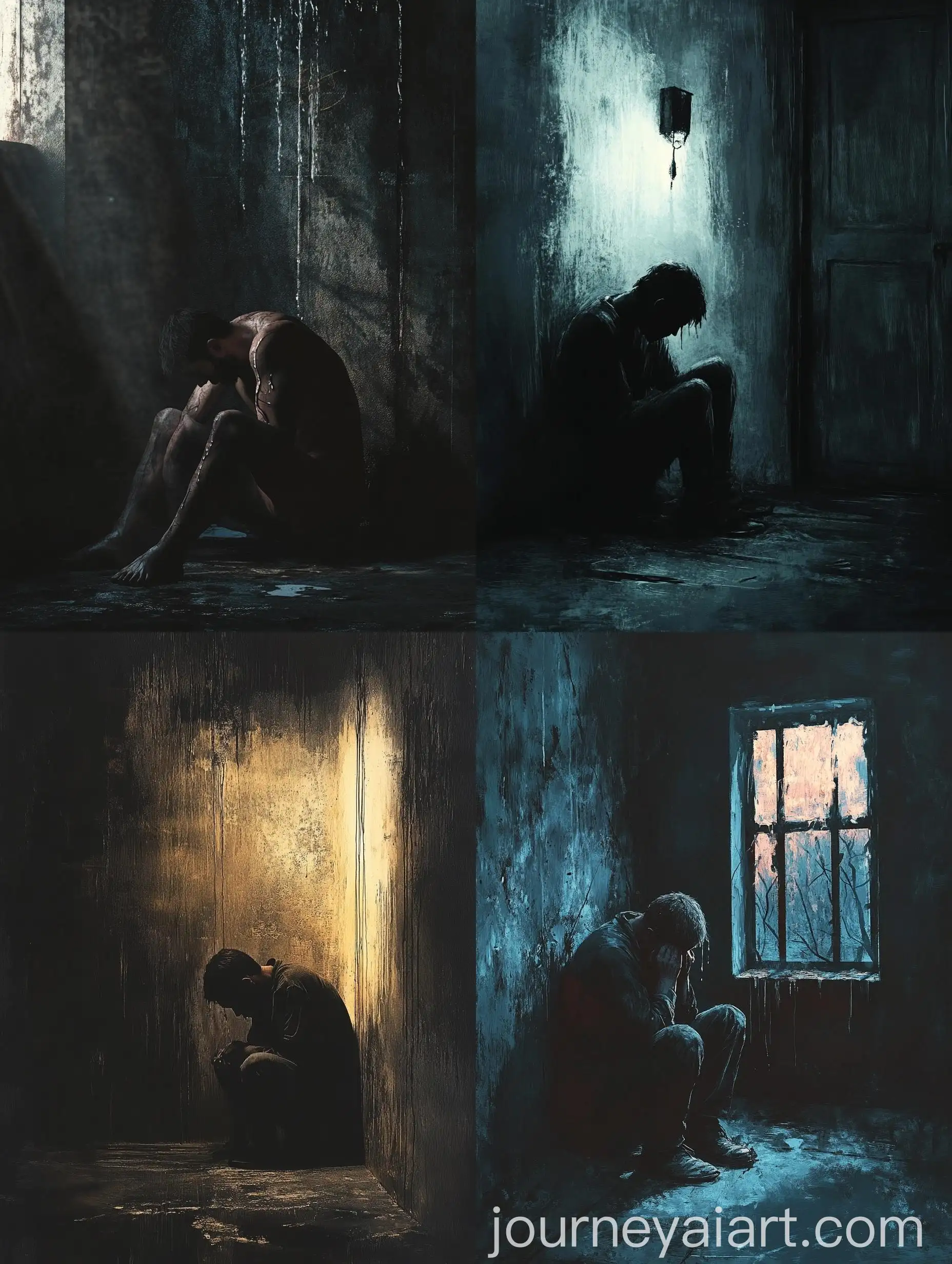 Alone-in-Darkness-Emotional-Portrait-of-a-Man-Crying