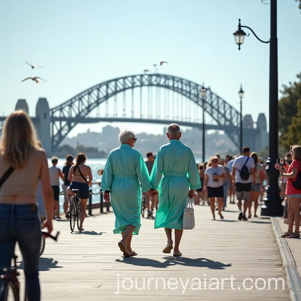 Busy-Summer-Day-on-Iconic-Sydney-Promenade-with-Harbour-Bridge-View