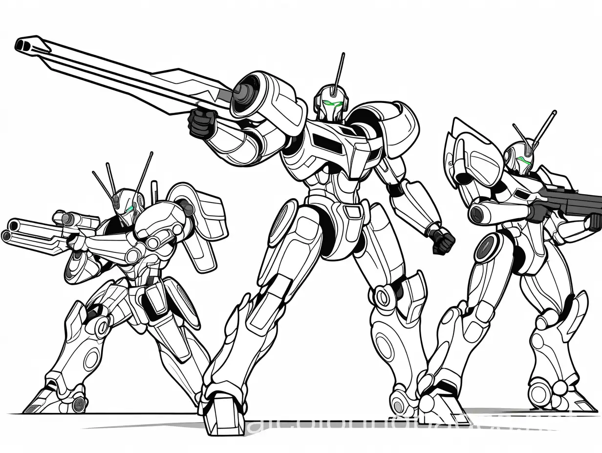 MangaStyle-Robot-Warriors-with-Battle-Weapons