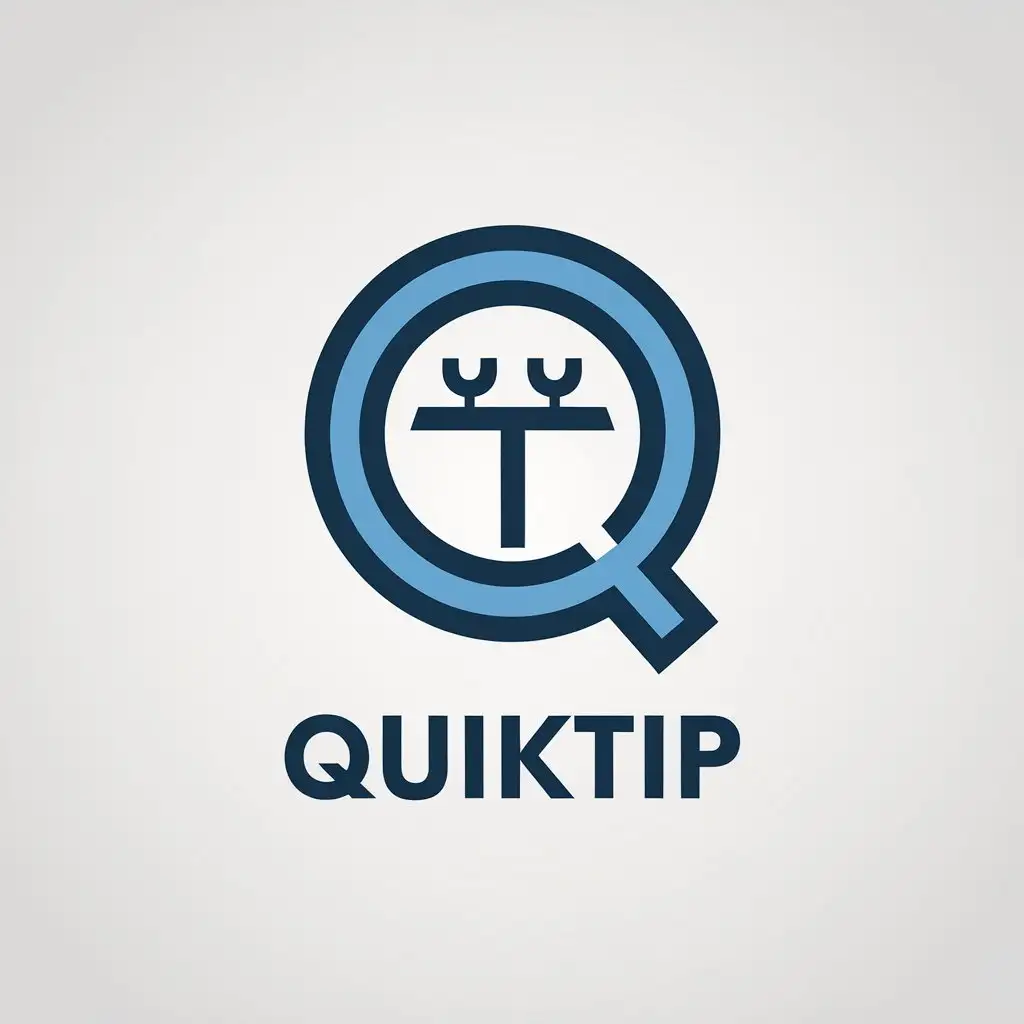 LOGO Design for QuikTip Blue Color Palette with Letter Q and T as a Restaurant Table Symbol in Finance Industry