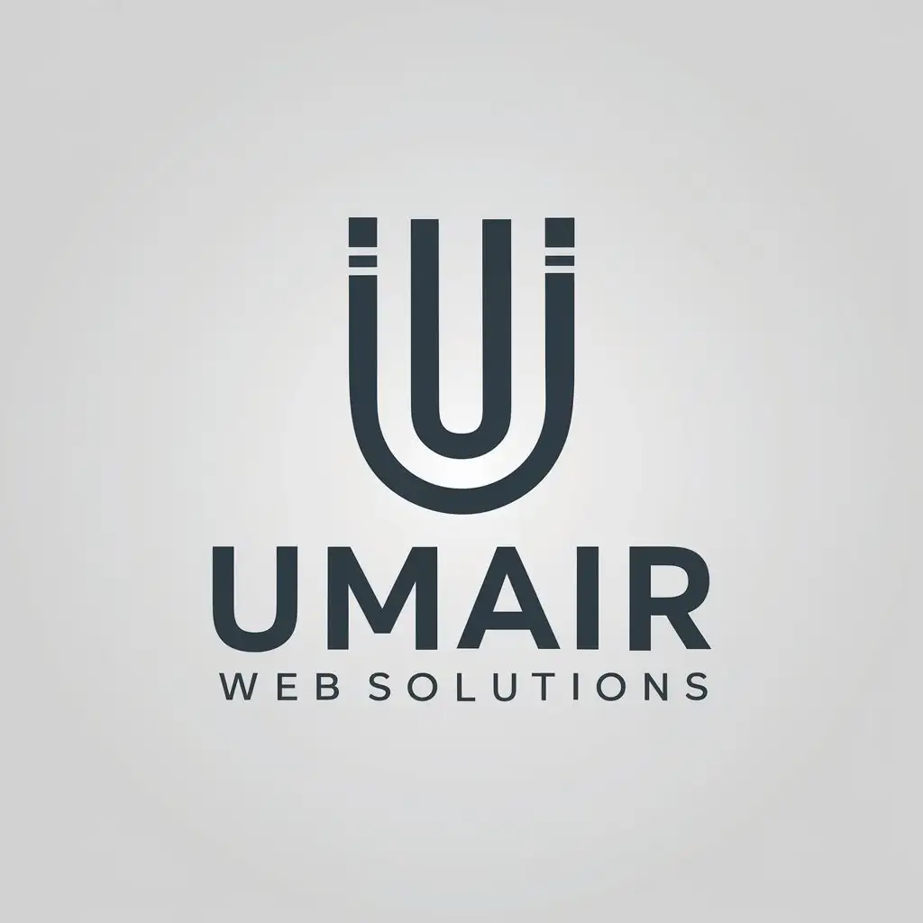 a vector logo design,with the text "umairwebsolutions", main symbol:Umair Web Solutions is a professional web development company that specializes in creating high-quality, custom websites for clients. Our mission is to provide innovative and reliable web solutions that help businesses succeed online.,Minimalistic,be used in Others industry,clear background