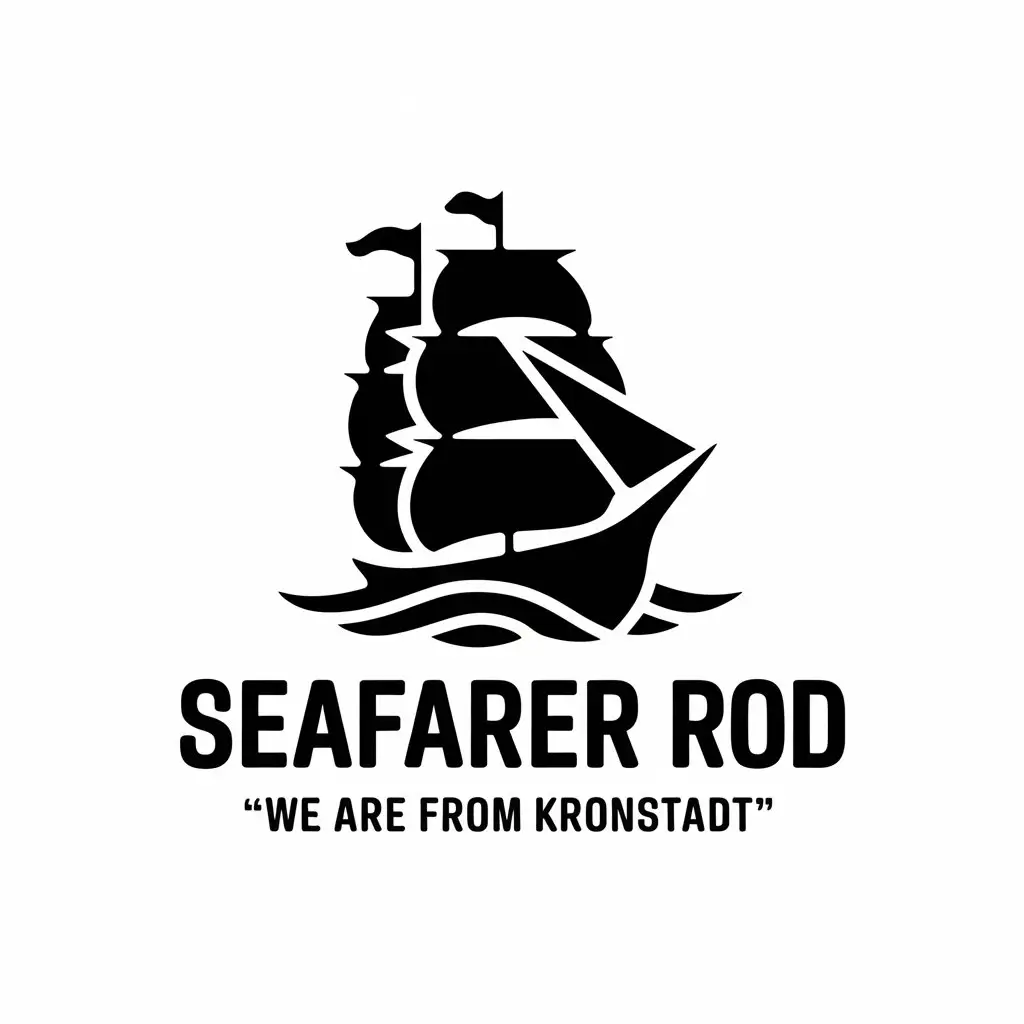 a vector logo design,with the text "SEAFARER
ROD "We are from Kronstadt"", main symbol:sailing ship,Moderate,be used in Travel industry,clear background