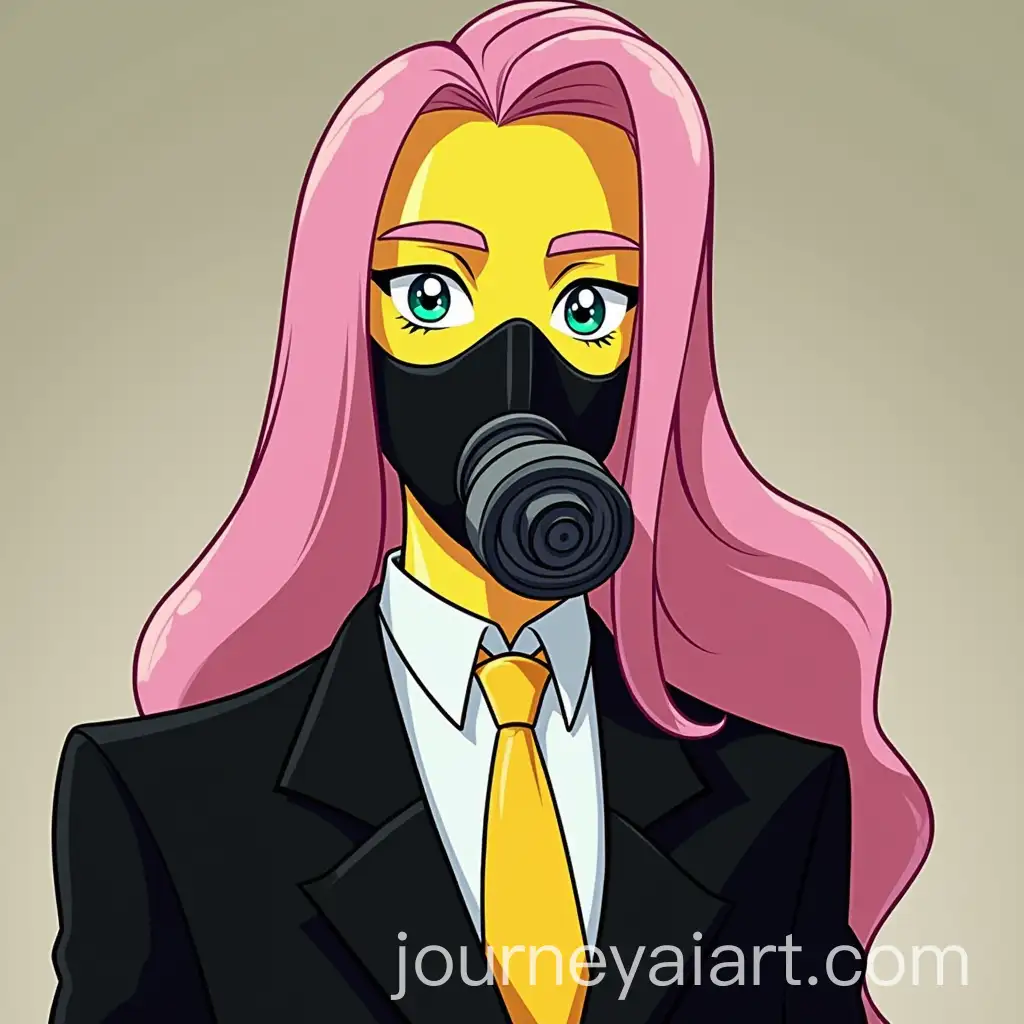Fluttershy-as-Roger-Delgado-Master-in-Black-Suit-and-Gas-Mask