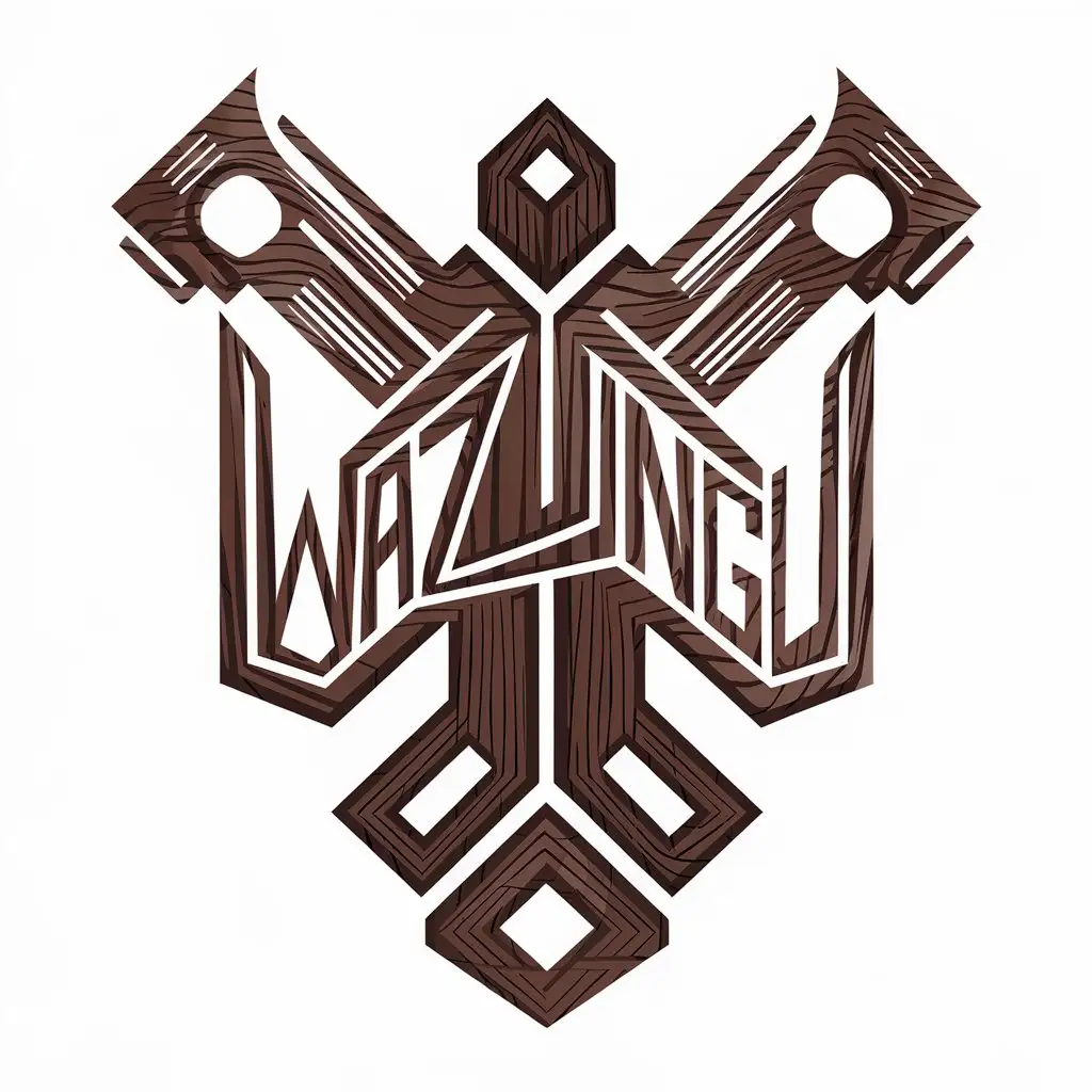 LOGO Design for WAZUNGU Vector Logo Featuring Writing Cut on Wood with a Clear Background