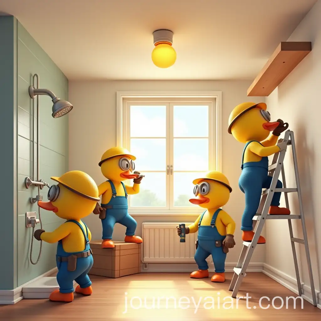 Humanoid-Duck-Electricians-WorkingAI-Image-Prompt-Expansion-on-Home-Repairs